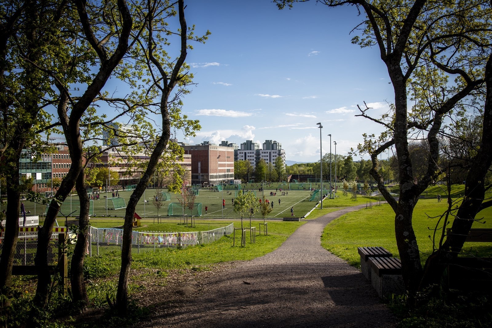 Marienlyst skole, med sine idrettsanlegg, ligger kun tre minutters gange unna. Galleribilde