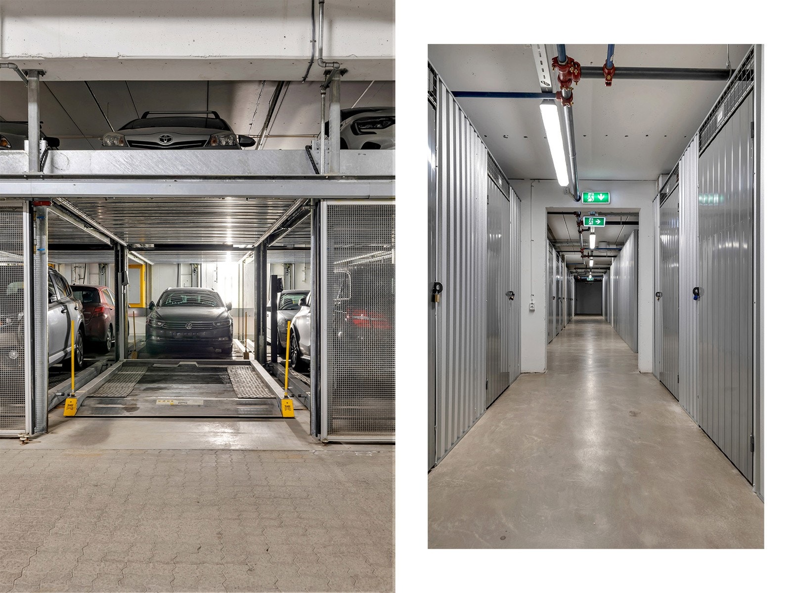 Til Strandvegen 112A er det egen plass i felles garasjeanlegg i byggets u. etasje Galleribilde