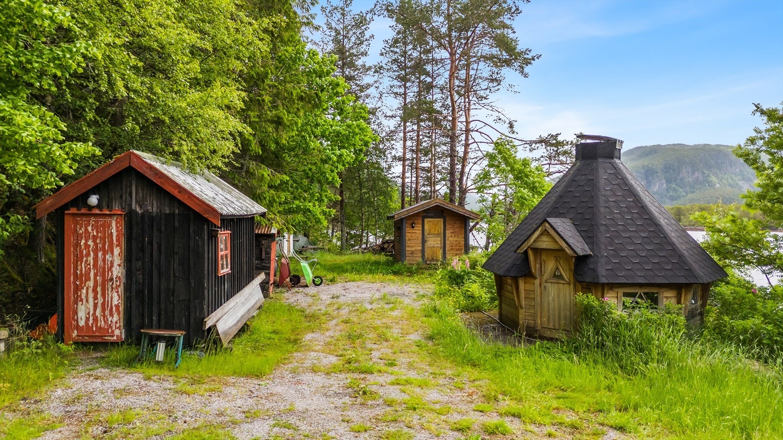 I tilknytning til eiendommen er det oppført to boder, anneks og grillbu. Galleribilde
