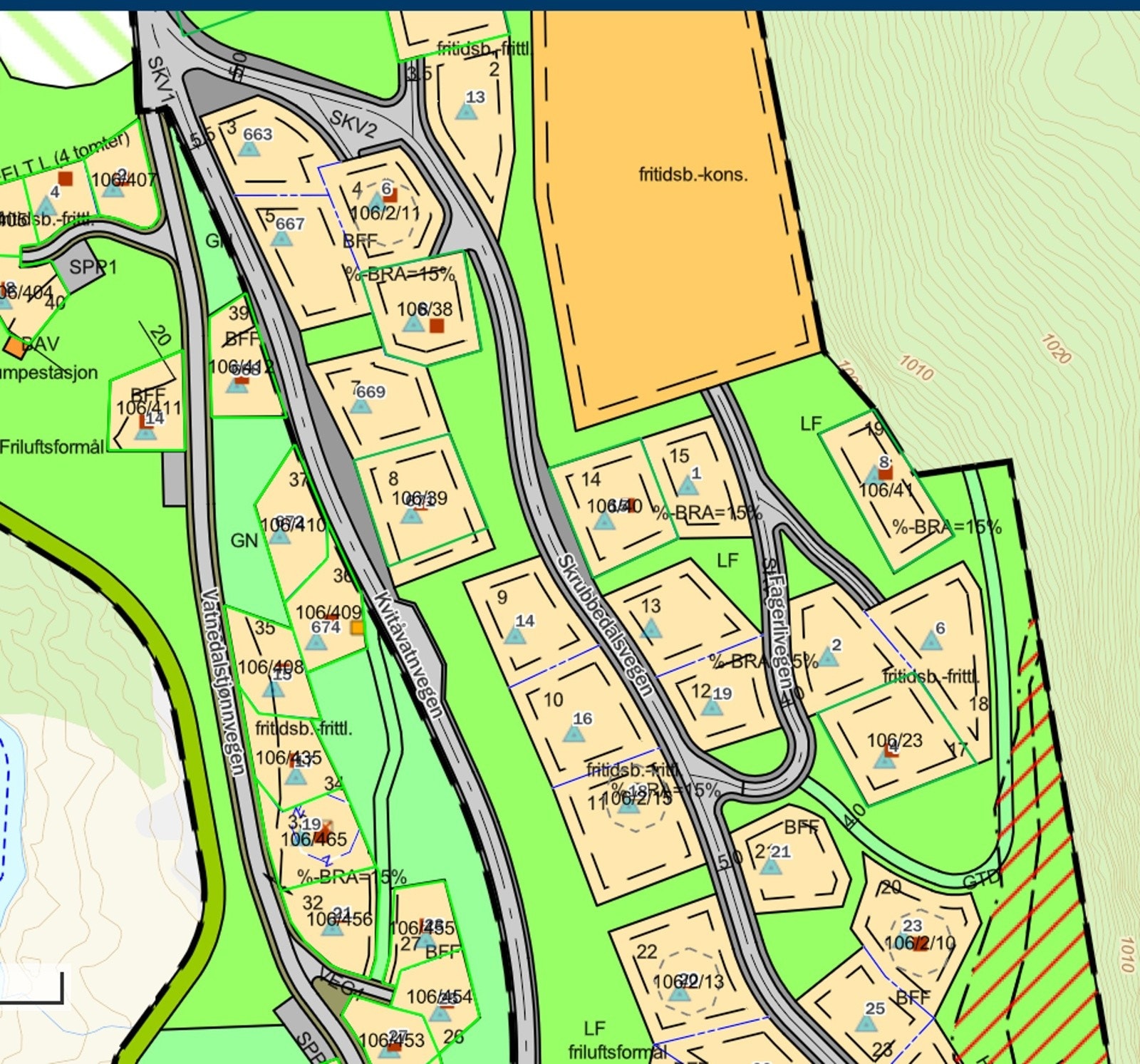 Fagerli Sløkjedalen Gausta tomter fra regulering Galleribilde