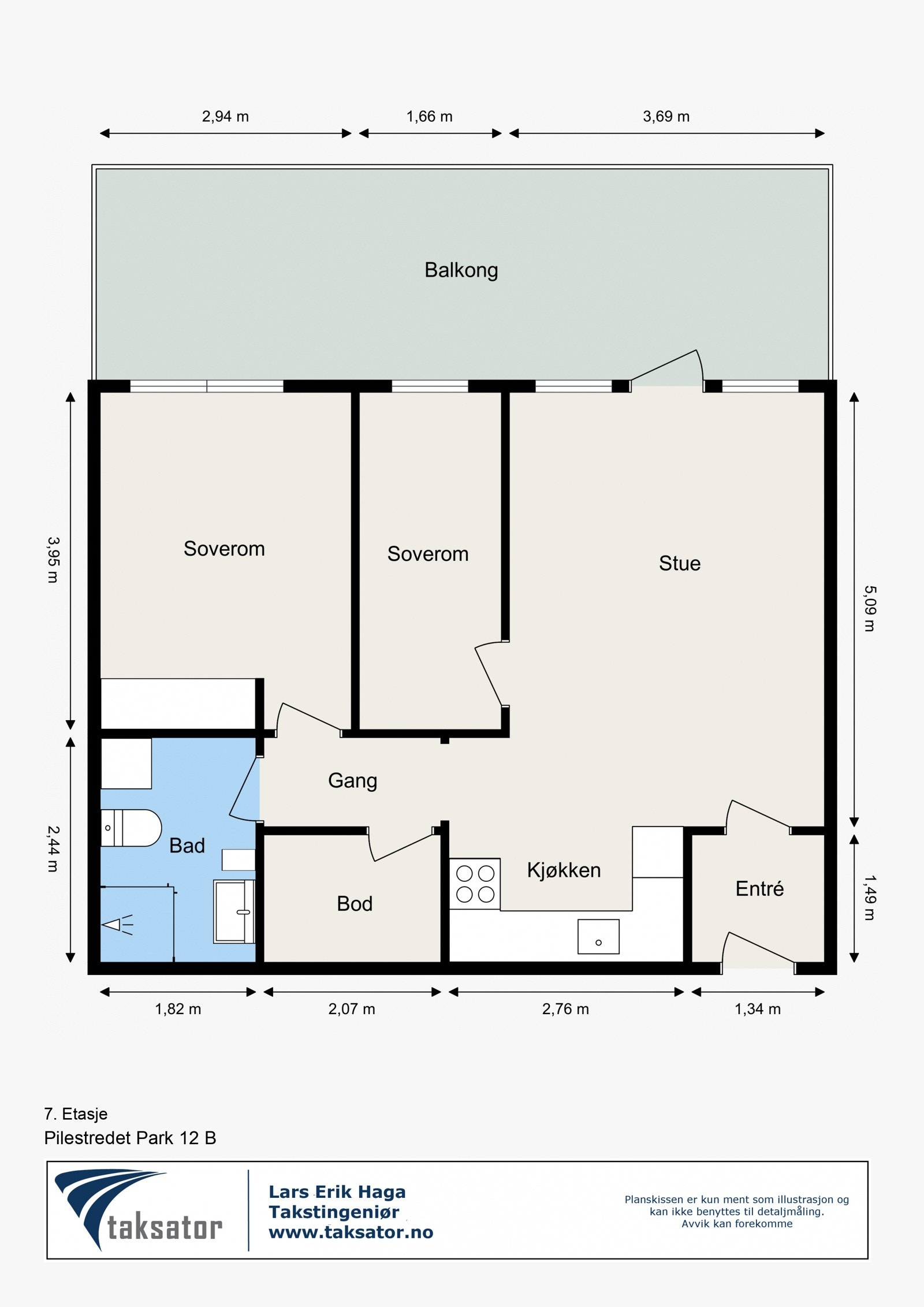 Plantegning - 7. etasje med heis. Galleribilde