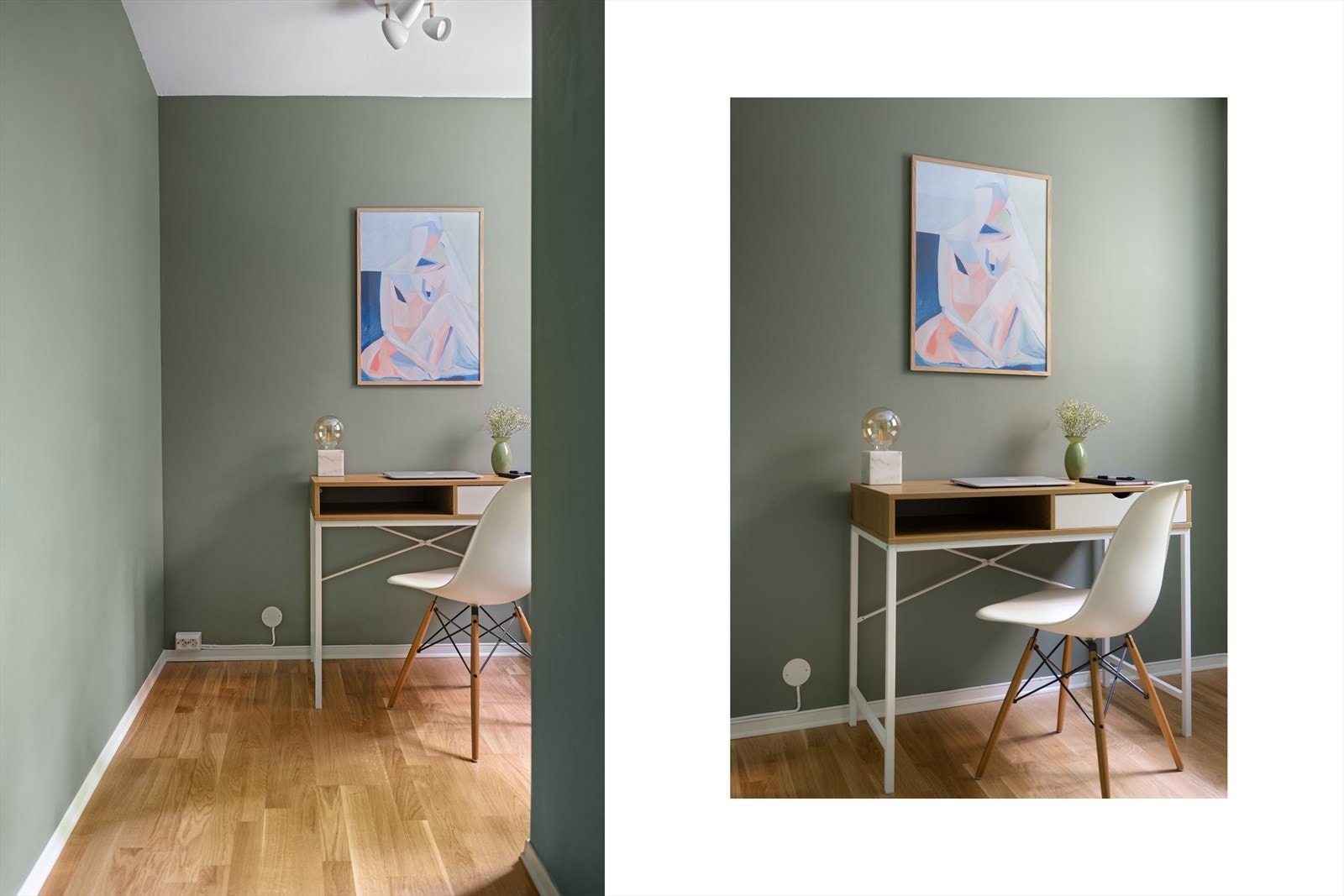 Soverommet er malt i en lun og tidløs fargetone. Galleribilde