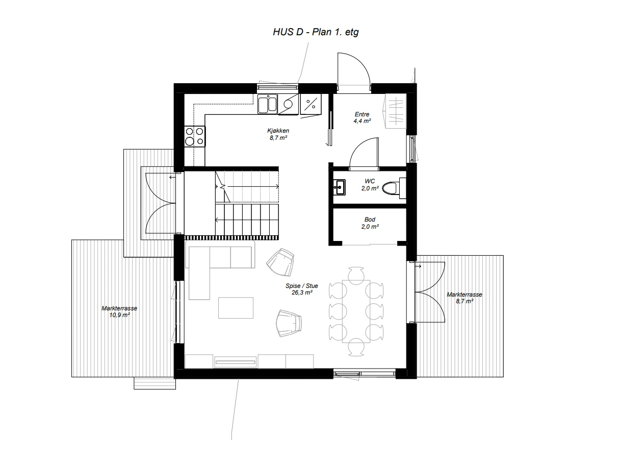 Plantegning 1.etasje - Boligen går over 3 plan Galleribilde