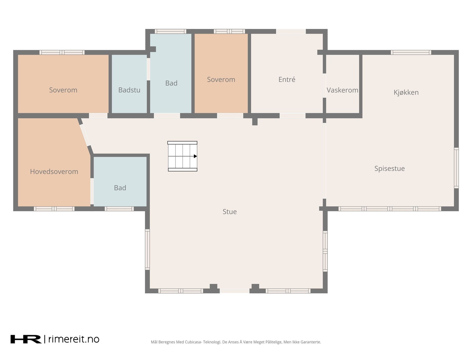 Plantegning hytte, hoved etasje Galleribilde