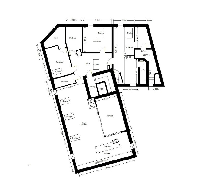 Plantegning 5. etasje. Her bor du i en leilighet hvor design og komfort går hånd i hånd. Galleribilde