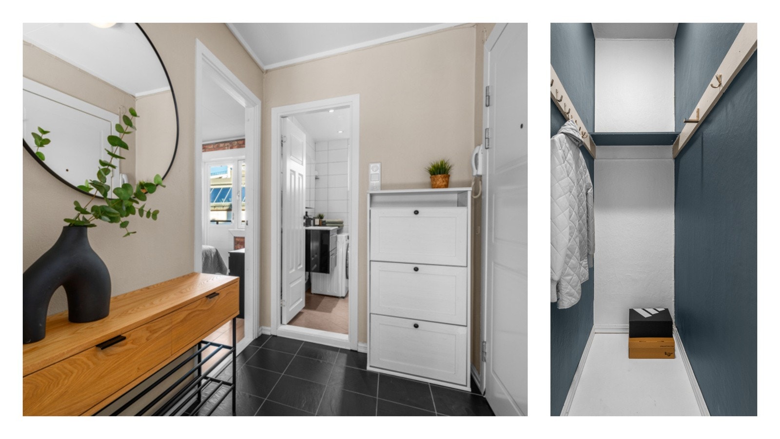 Leiligheten har godt med oppbevaringsløsninger, der en praktisk innvendig bod setter prikken over i'en. Galleribilde