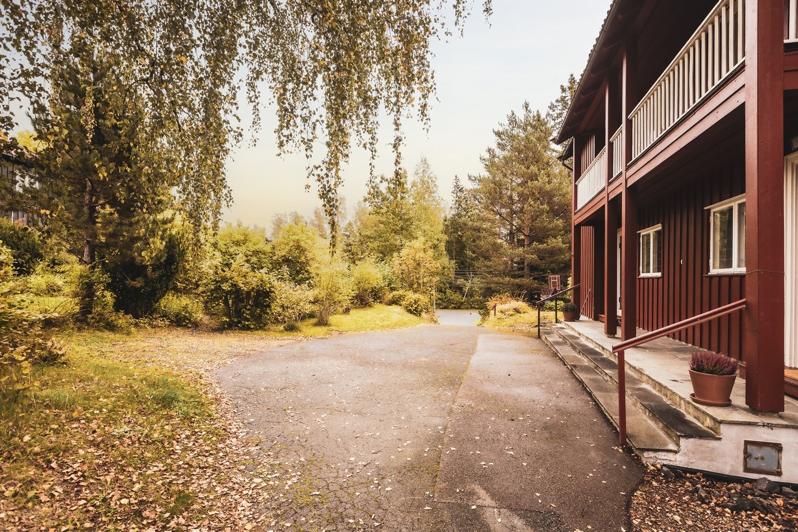 Asfaltert gårdsplass med biloppstillingsplass Galleribilde