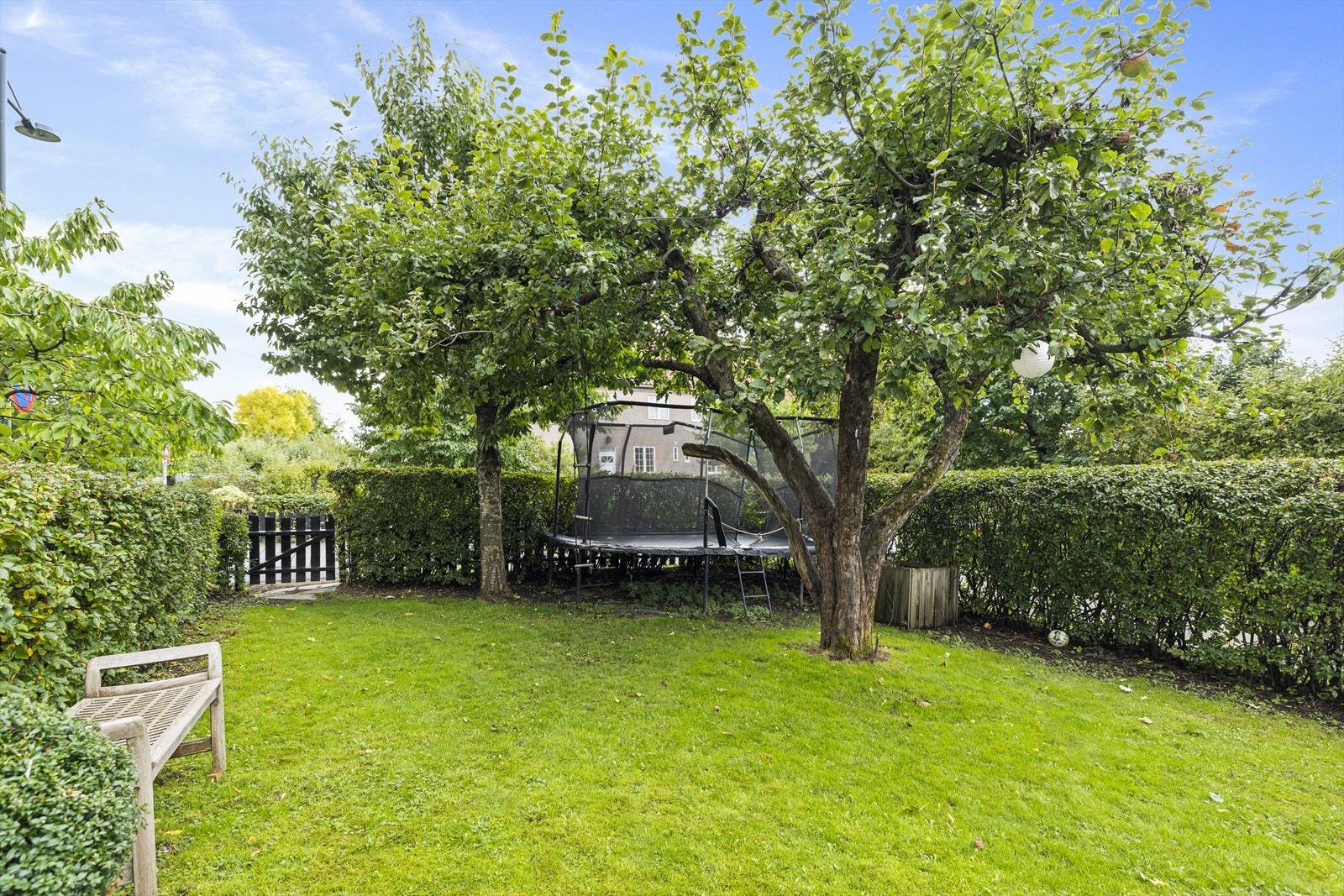 Hagen er skjermet av kraftig hekk. Galleribilde