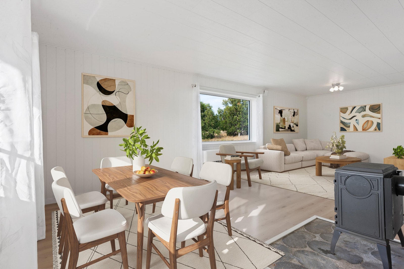 Stue med lyse overflater Galleribilde