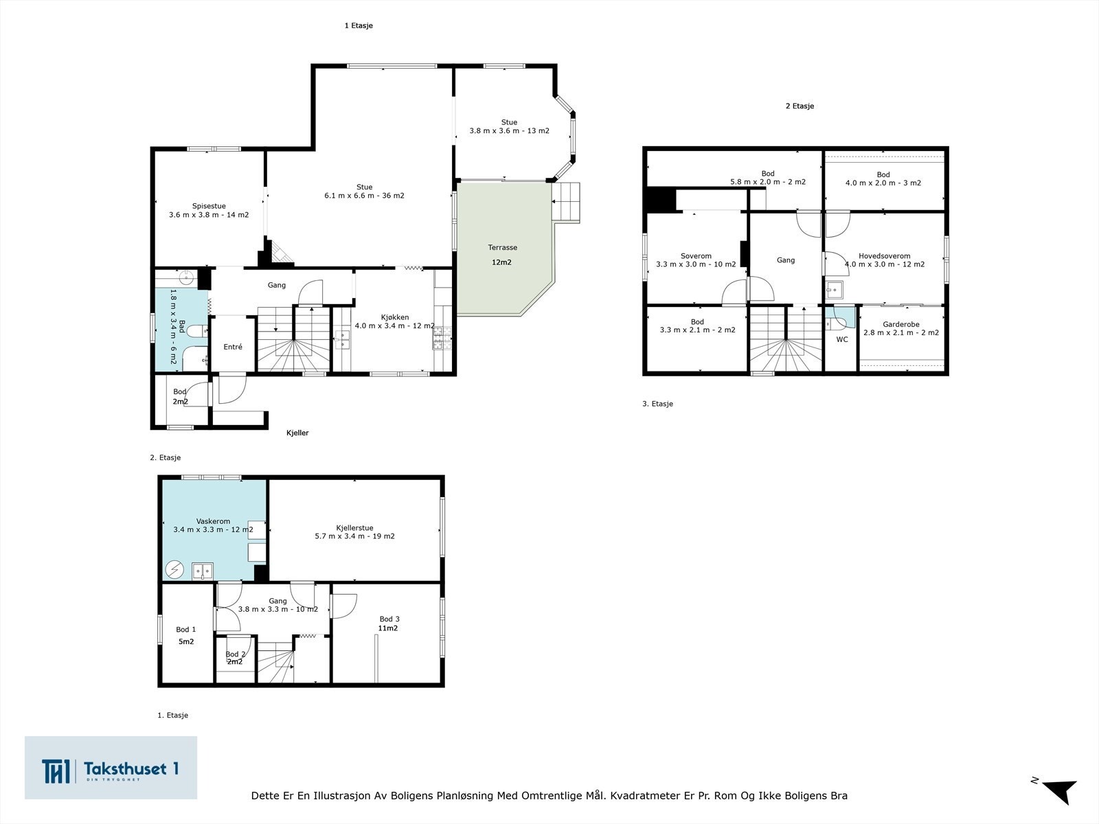 Plantegning alle etasjer Galleribilde