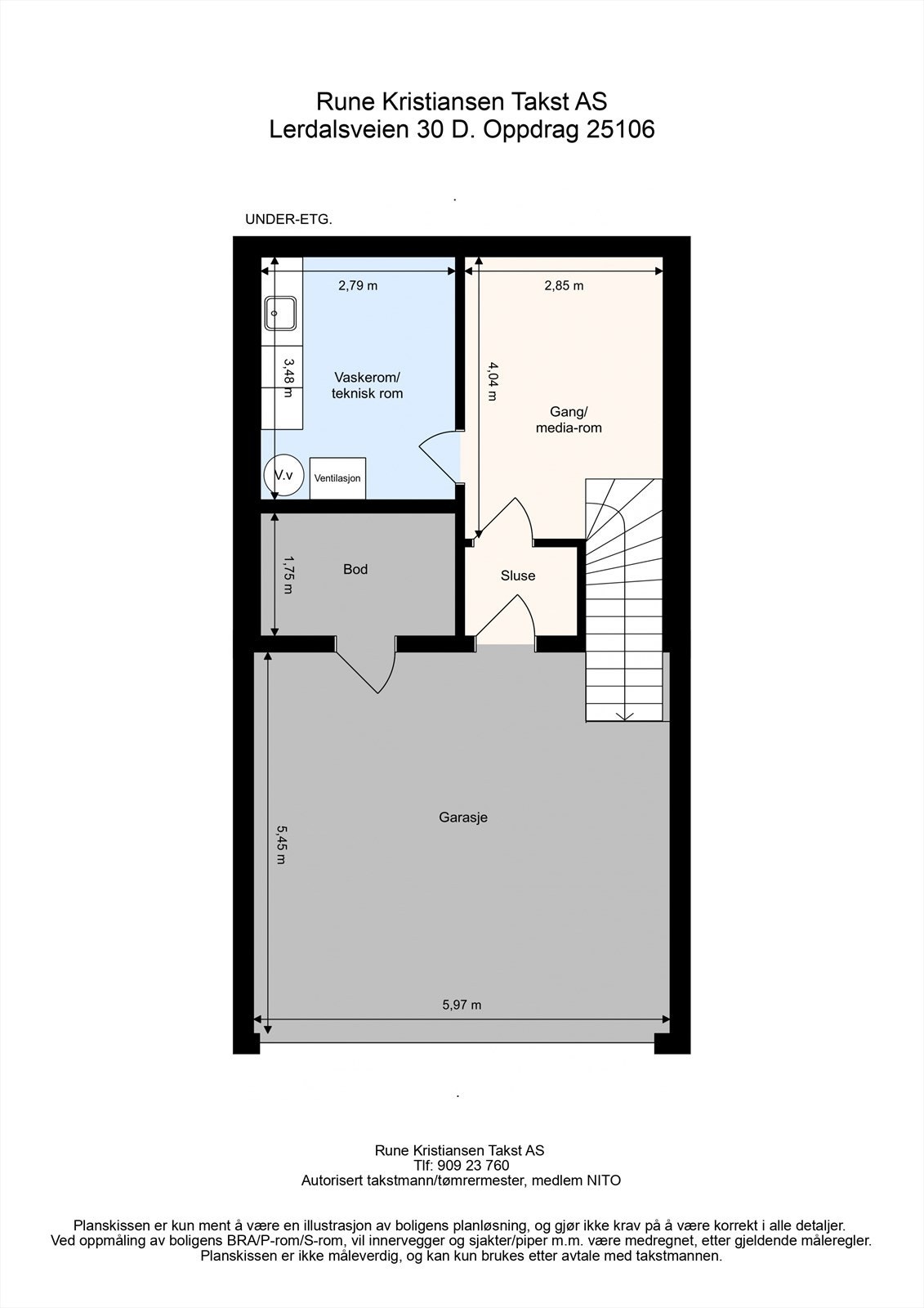 Plantegning underetasjen fra takstmann. Galleribilde