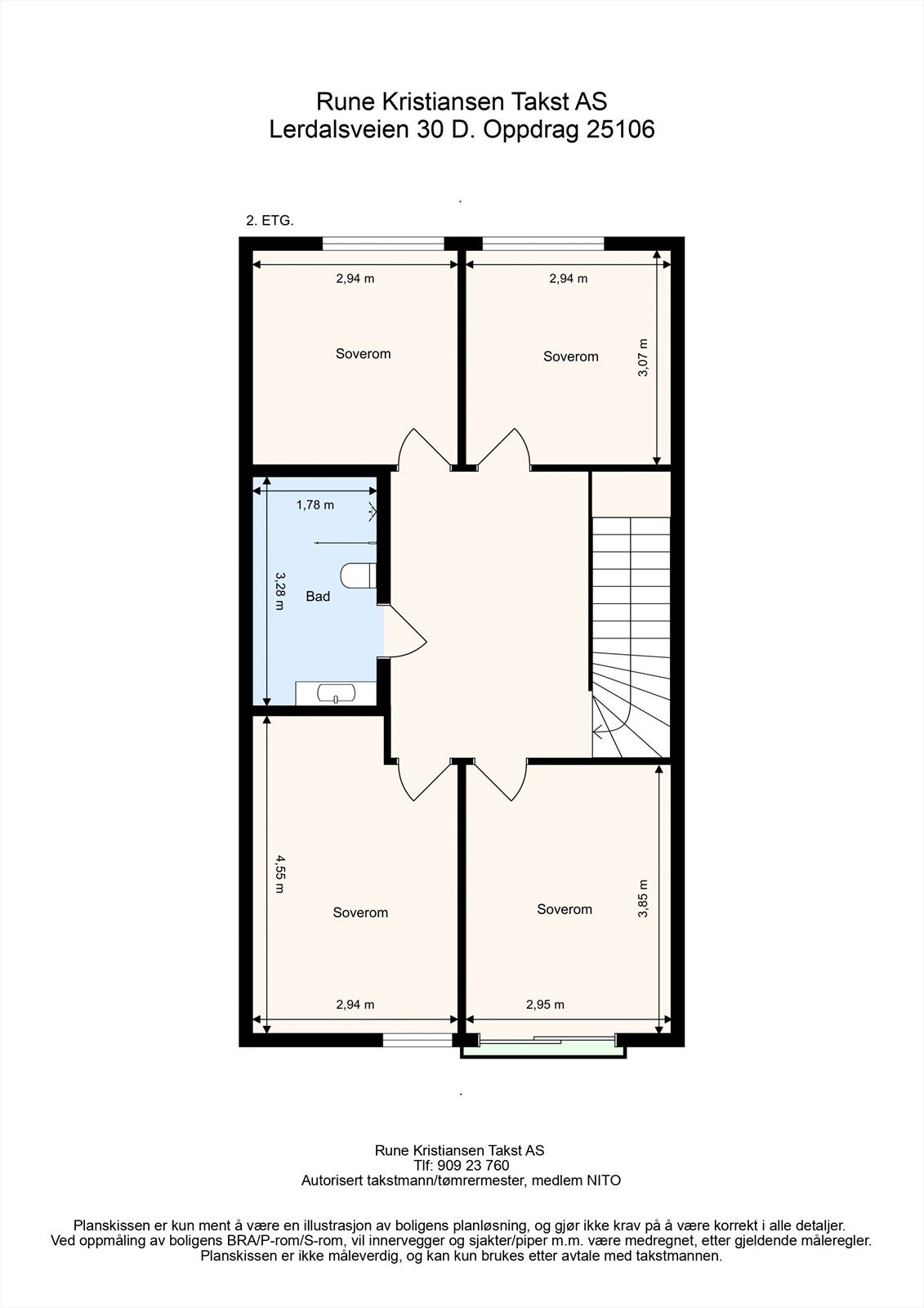 Plantegning 2. etasje fra takstmann. Galleribilde