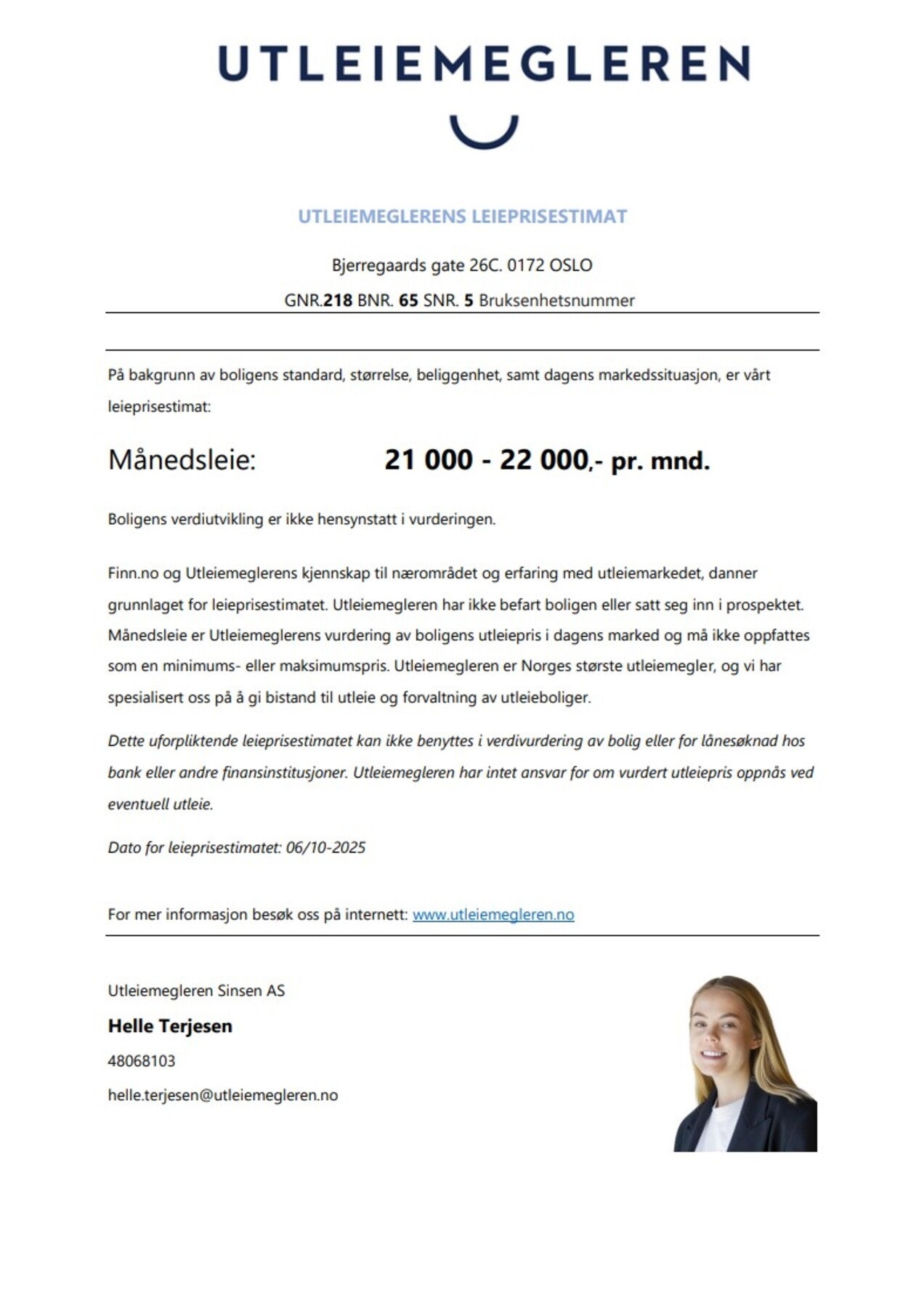 Utleievurdering. Galleribilde
