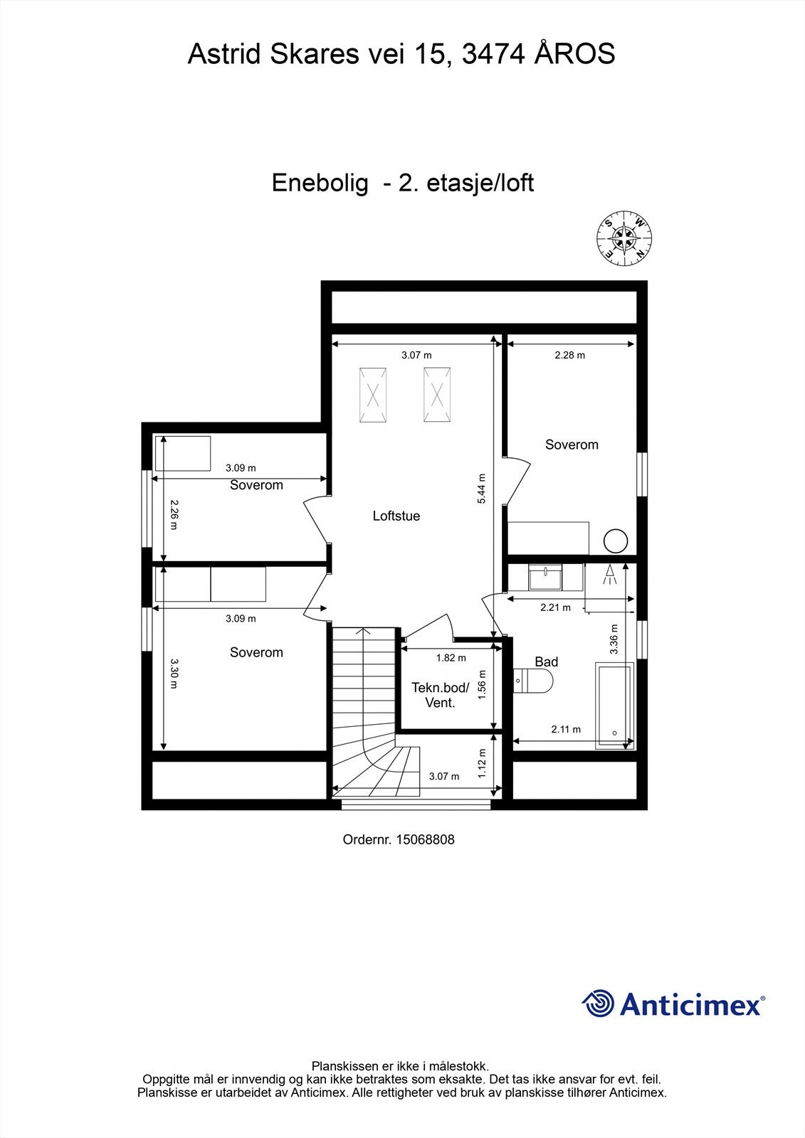 Plantegning loft/2.etg Galleribilde