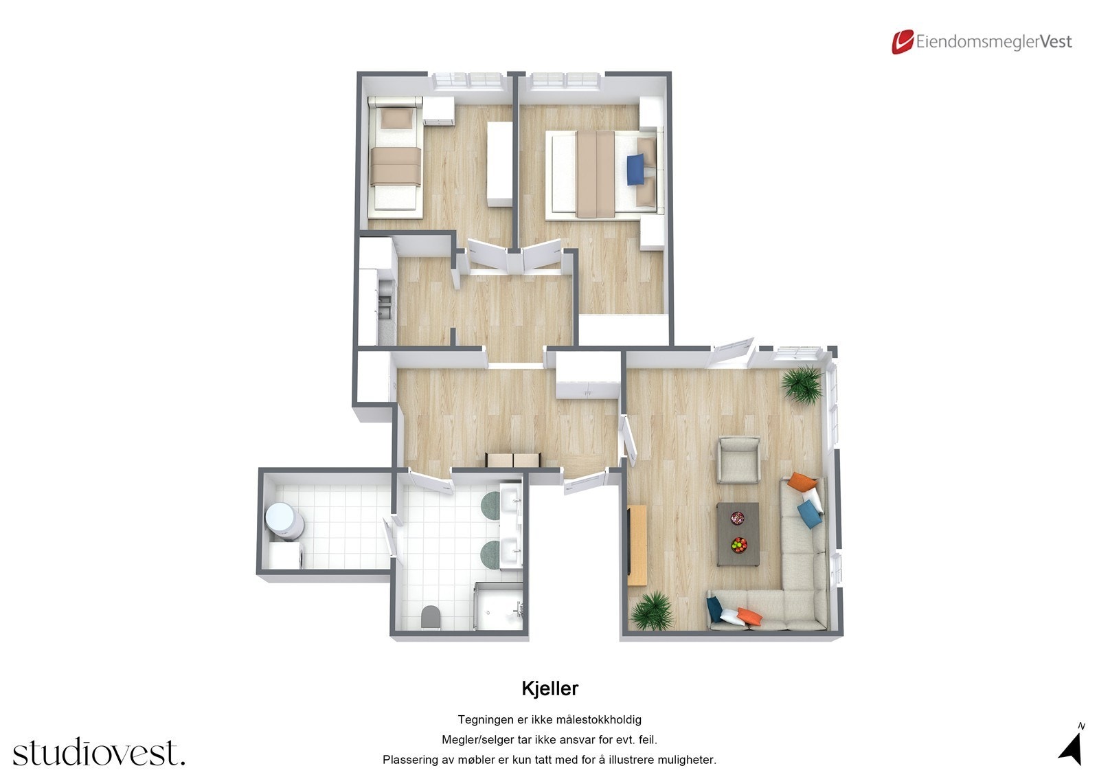 Planskisse 3D: Kjeller. Galleribilde