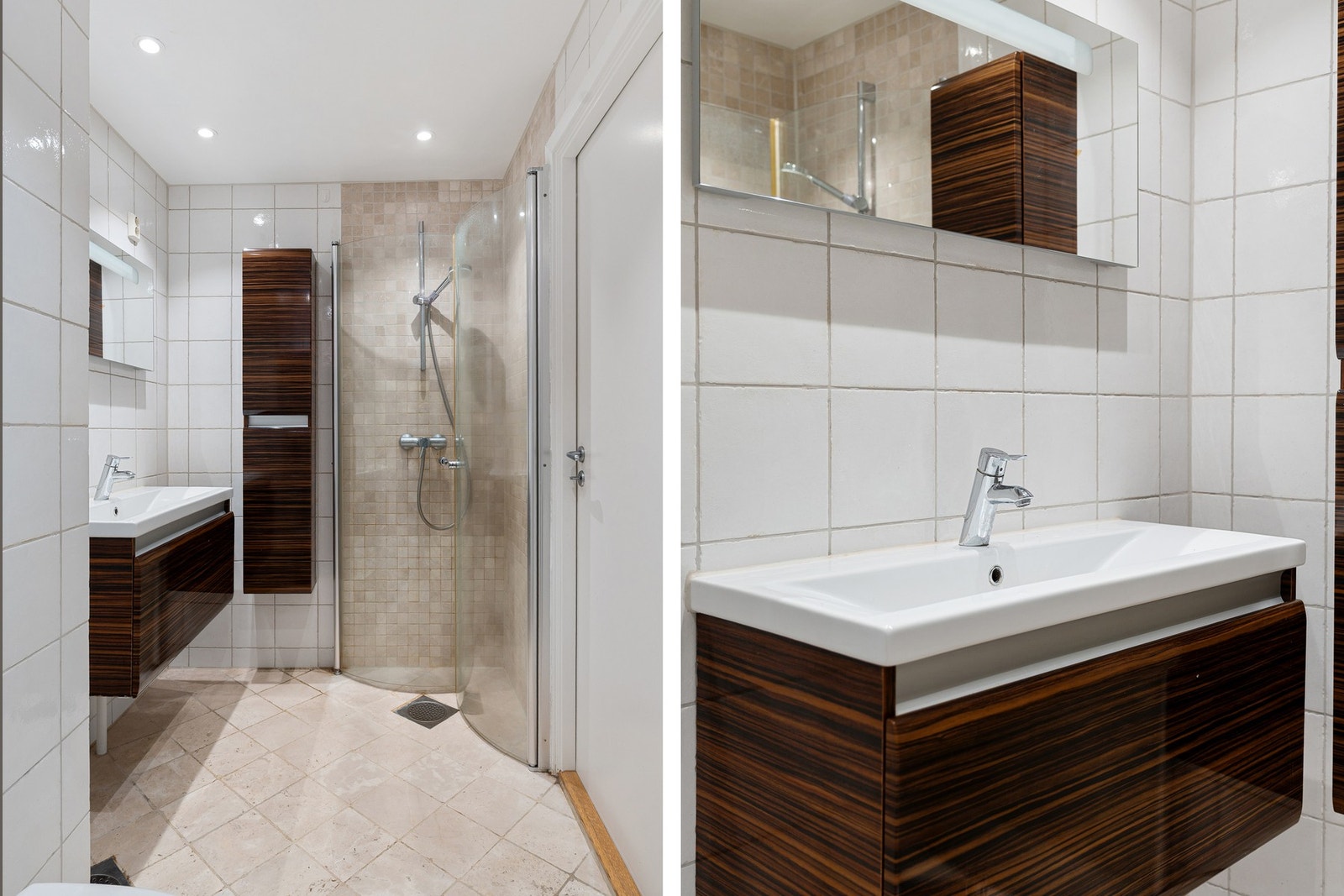 Det er opplegg for vaskemaskin og tørketrommel på badet. Galleribilde