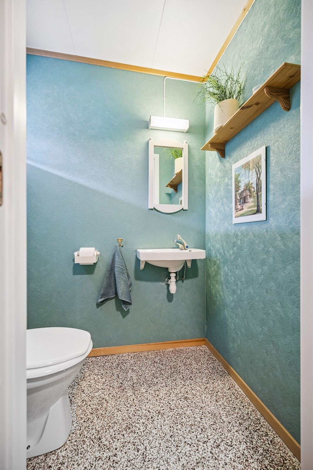 I tilknytning til gangen ligger et praktisk toalettrom med epoksybelegg på gulvet. Galleribilde