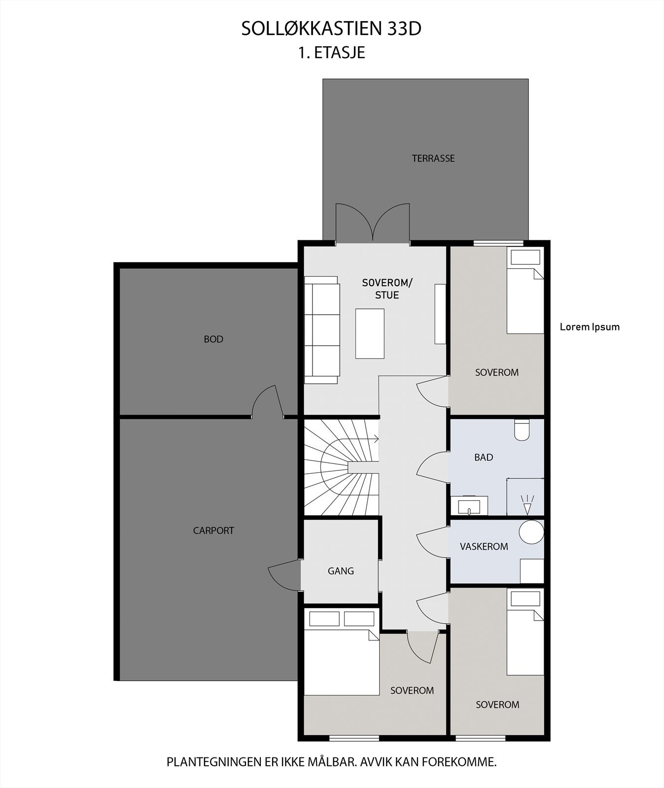 Plantegning 1ETG (1) Alternativ plantegning dersom man ønsker et fjerde soverom. Galleribilde