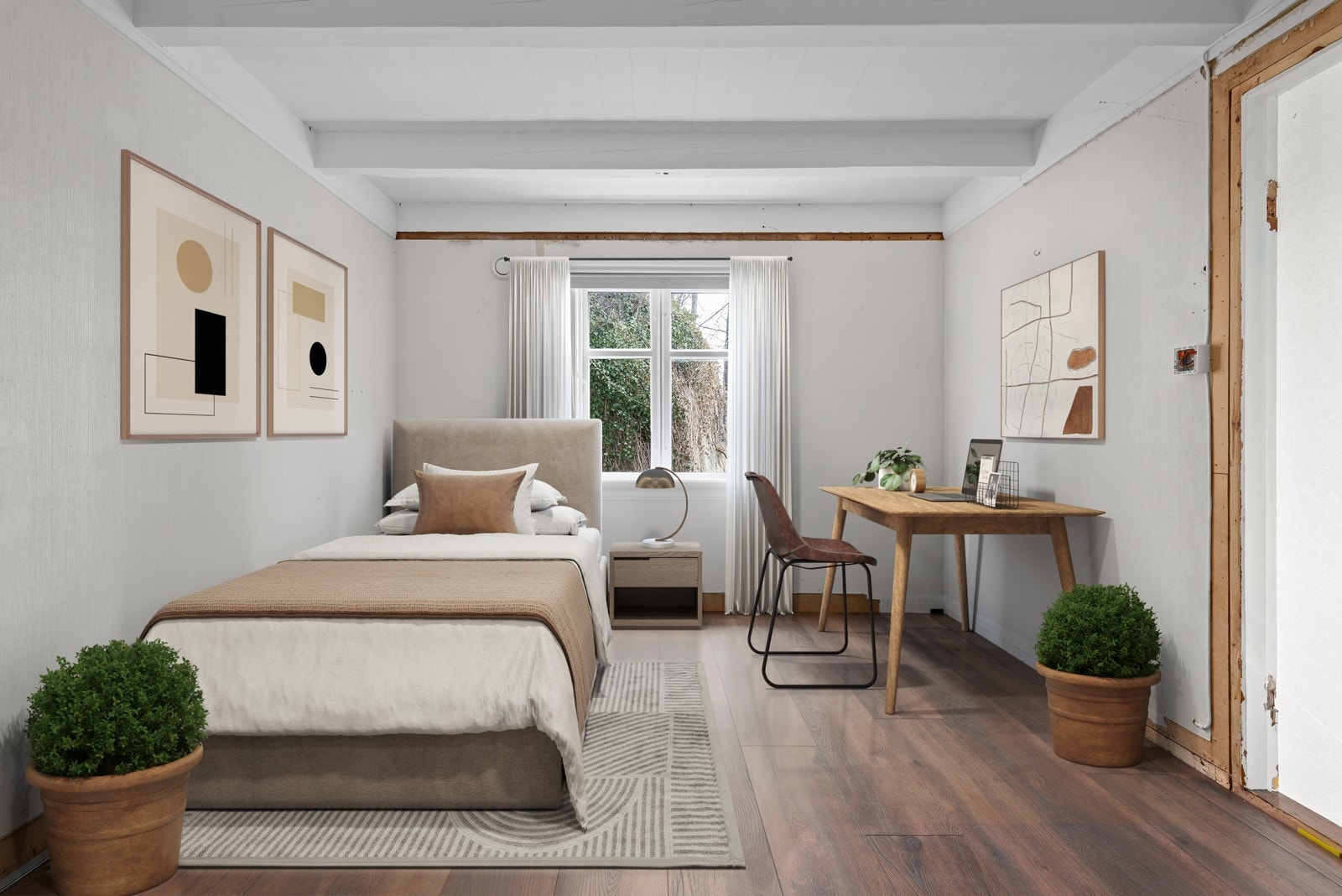 Hoved soverom i 1.etg. Bildet er digitalt møblert. Galleribilde