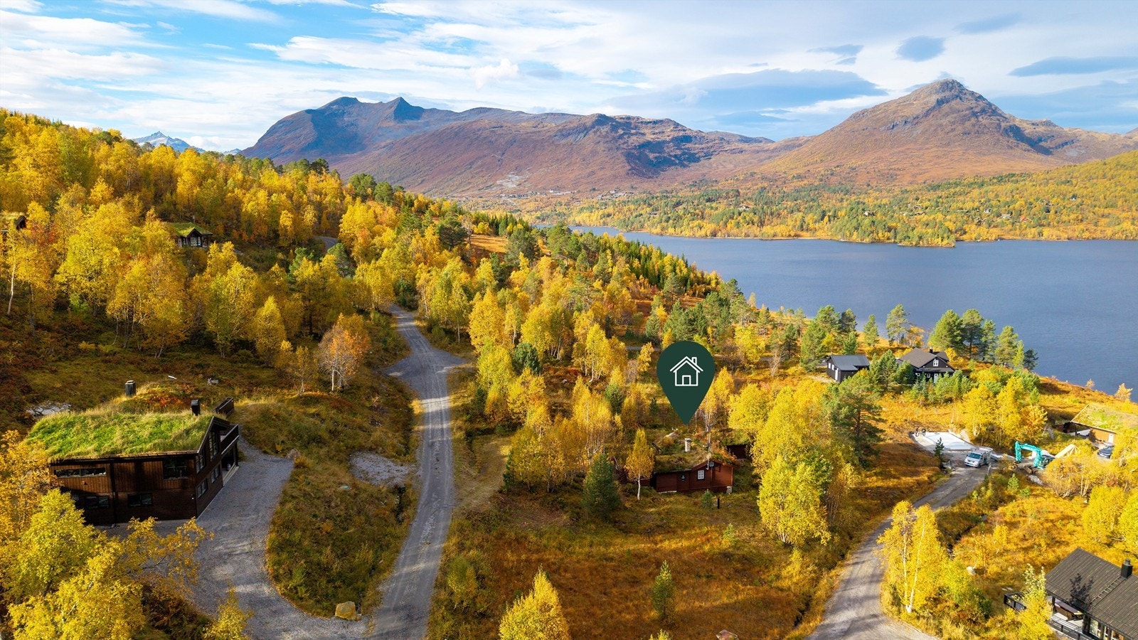 Dronebilde tatt fra øst mot vest Galleribilde