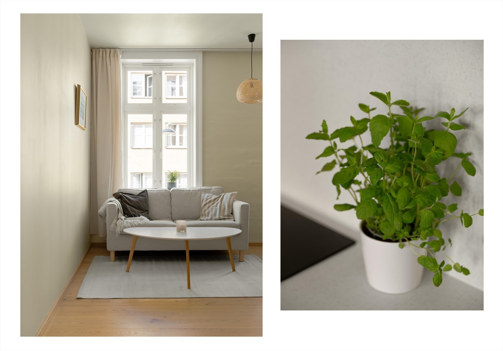 Leiligheten er malt i en lys og behagelig beigetone, og har nylagt parkett fra 2025. Galleribilde