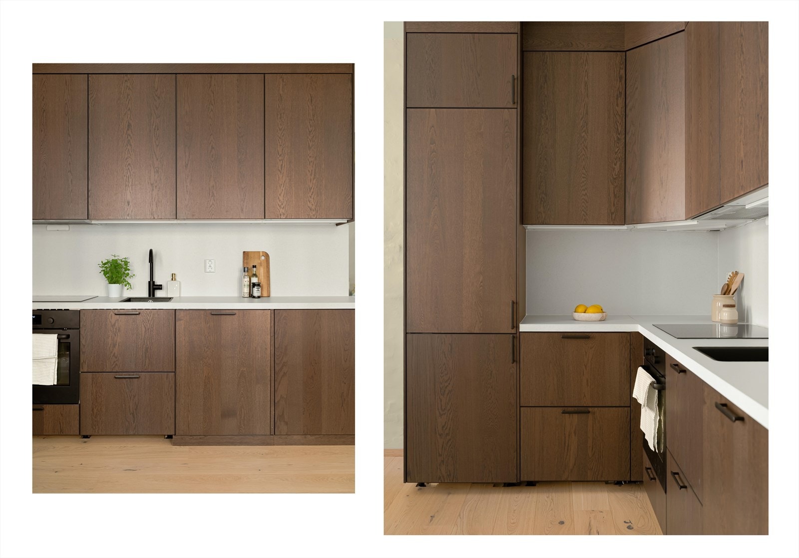 Kjøkkenet har tidløst design i moderne, delikate farger og materialer. Galleribilde