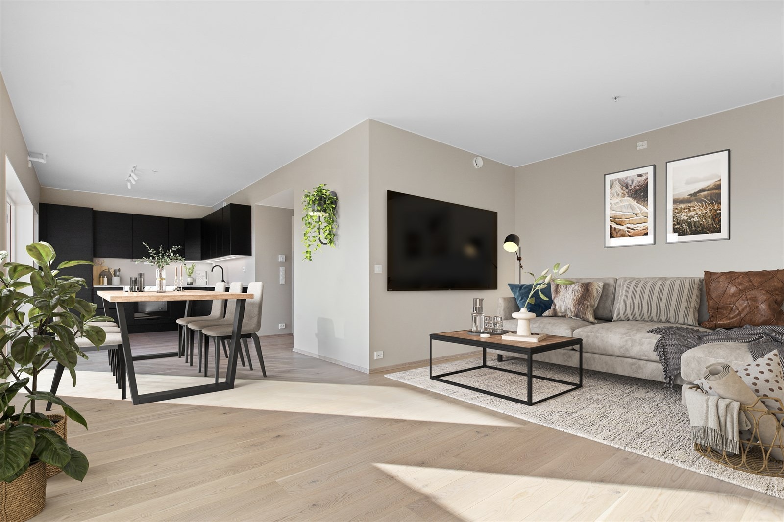 Leiligheten har en pen gjennomgående standard, med god takhøyde og romslige oppholdsrom. Galleribilde