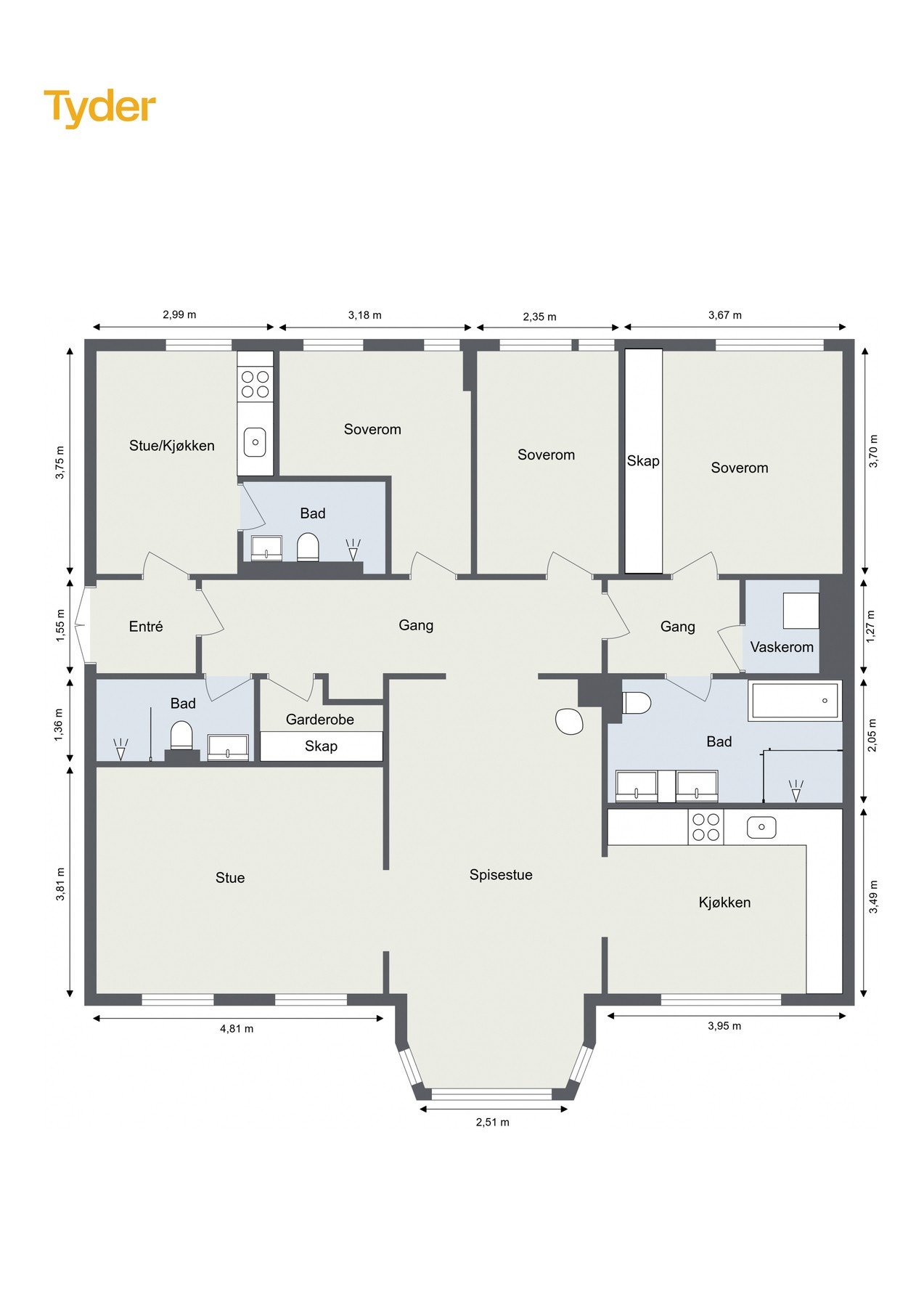 Planløsningen er gjennomført god. Separat inngang med eksternt kjøkken og bad i entré. Galleribilde