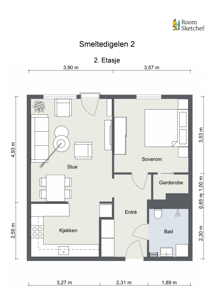 I tillegg disponerer leiligheten en kjellerbod på ca 5 m2 Galleribilde