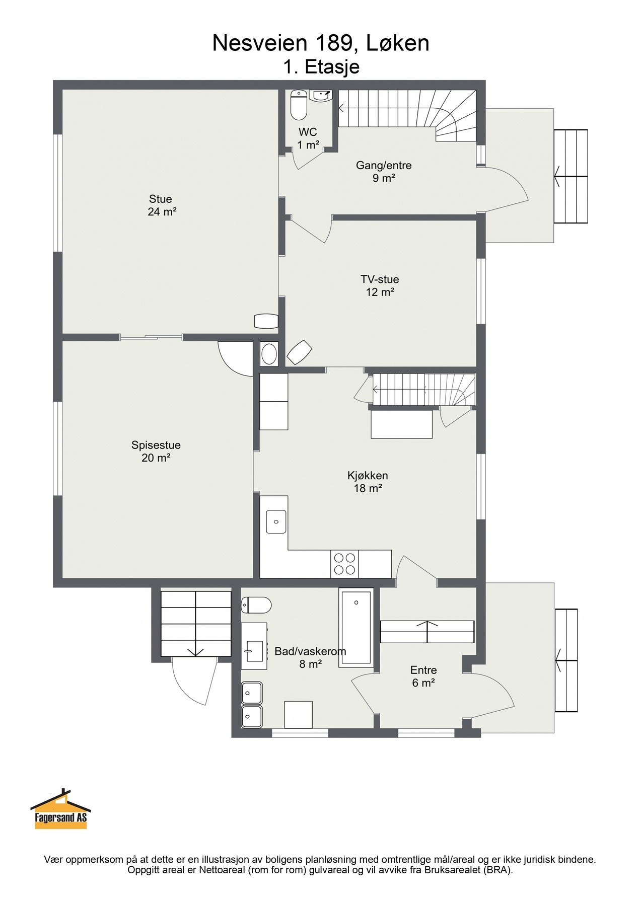 Nå skal vi inn, men først planskisse så du får orientert deg litt før du ser videre. Galleribilde