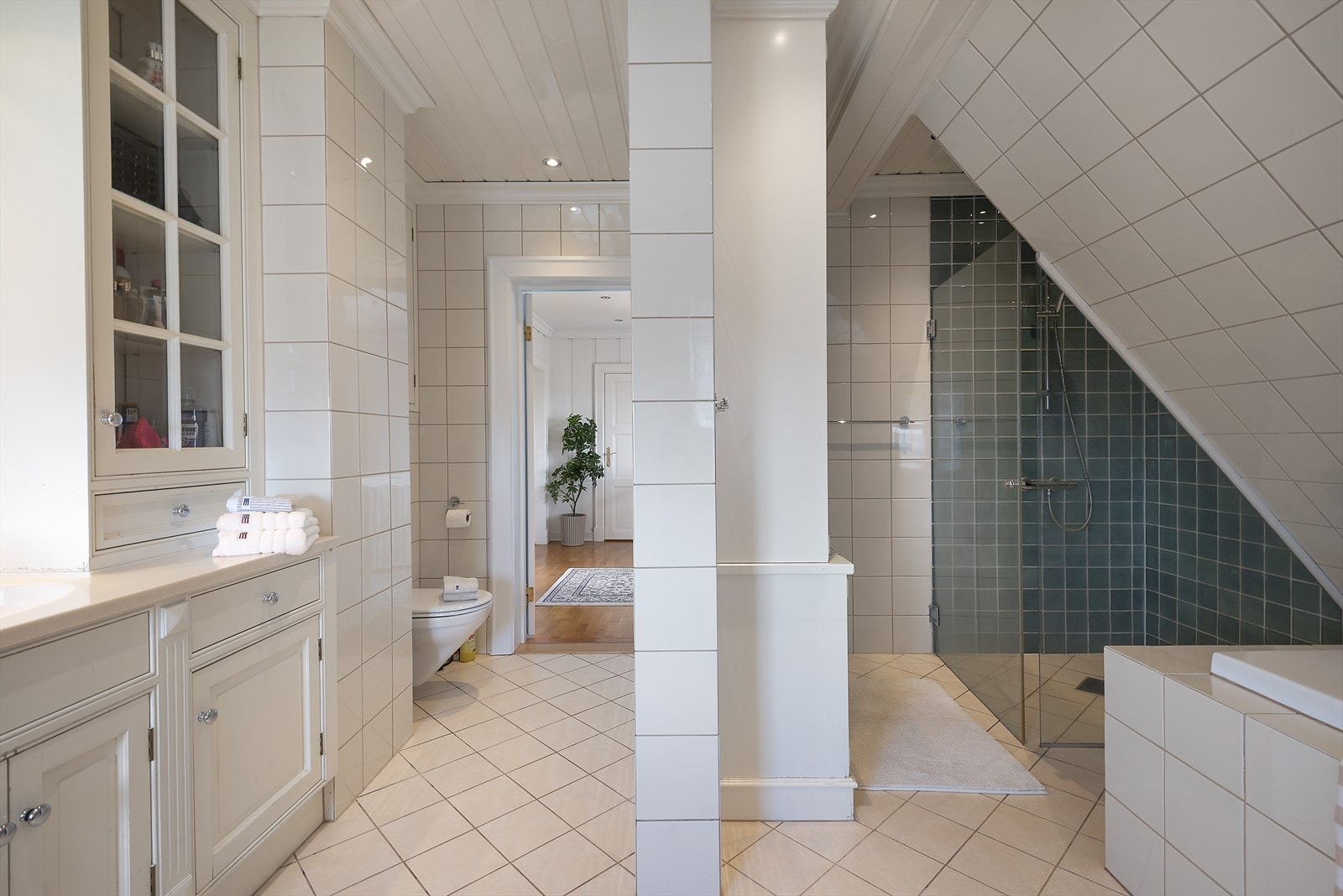 Dusj under skråtaket. Galleribilde