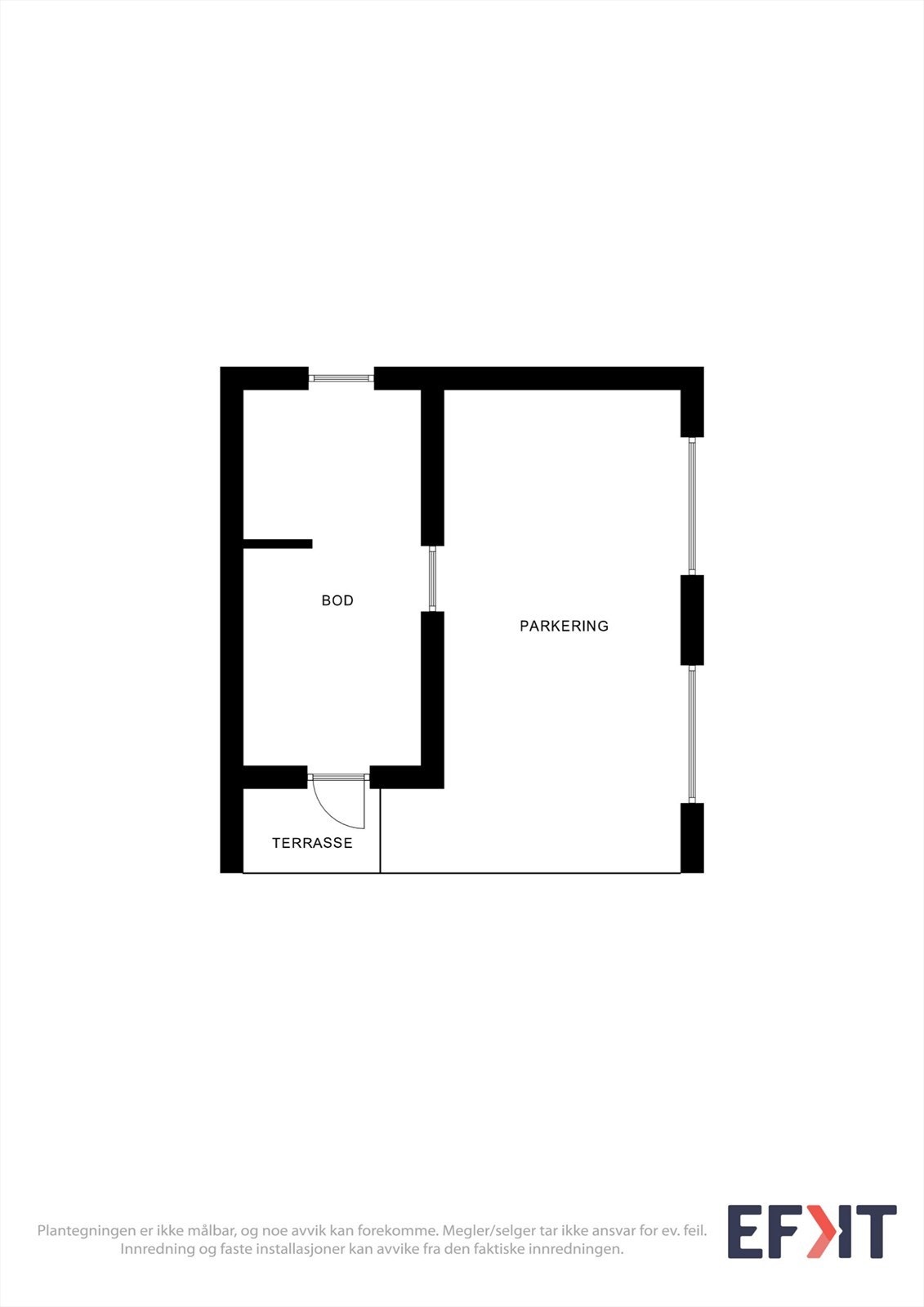 Carporten på 19 m² har en tilknyttet bod på 11 m² for ekstra lagringsplass. Galleribilde