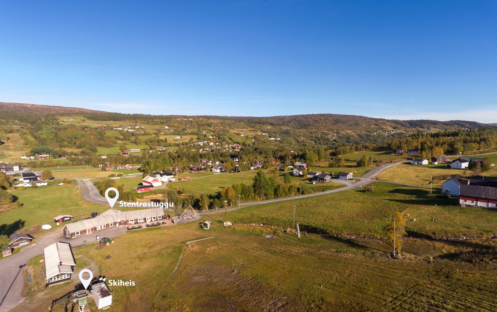 Hjerpåsen hyttefelt ligger rett ved Ålen Skisenter med muligheter for ski in/ski out på vinters tid Galleribilde