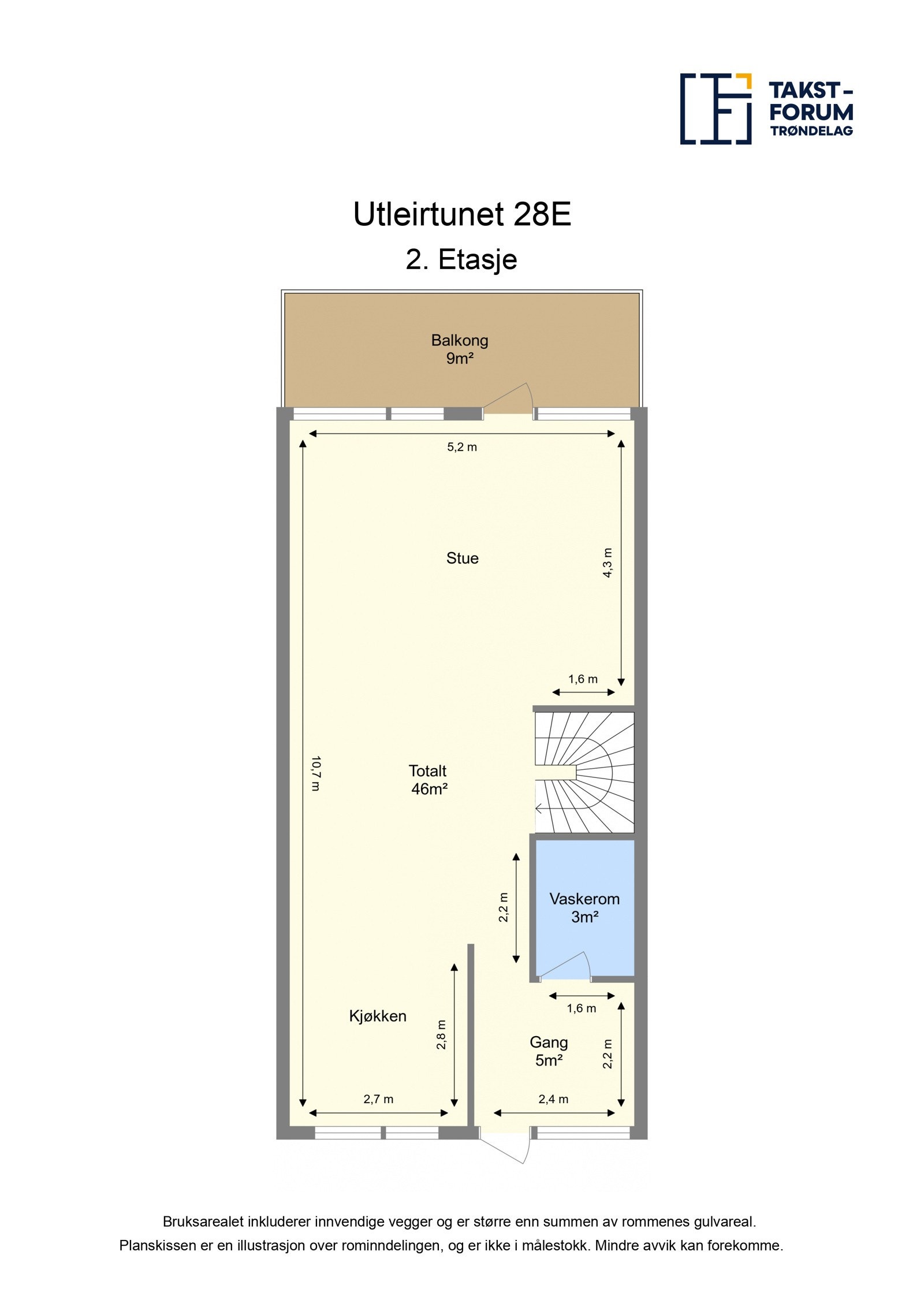 Planskisse 2. etasje fra takstmann. Galleribilde