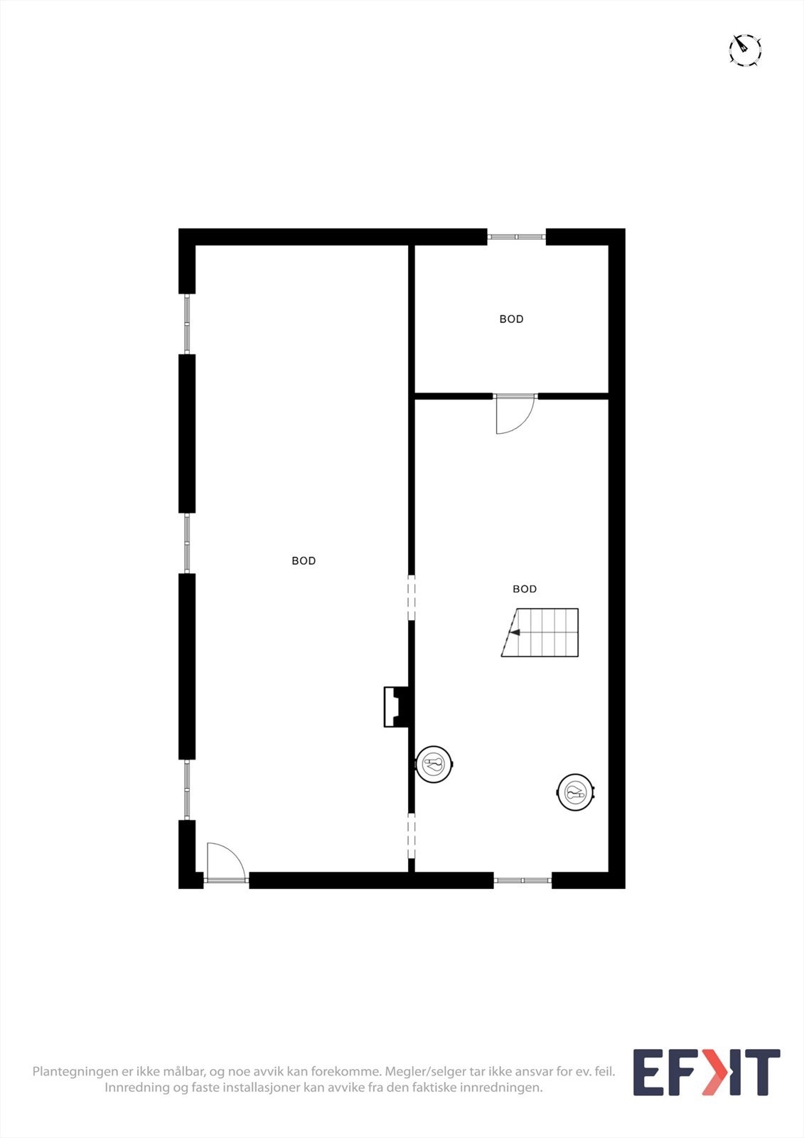 Kjelleren består av en romslig grovkjeller med tre praktiske lagerrom. Galleribilde