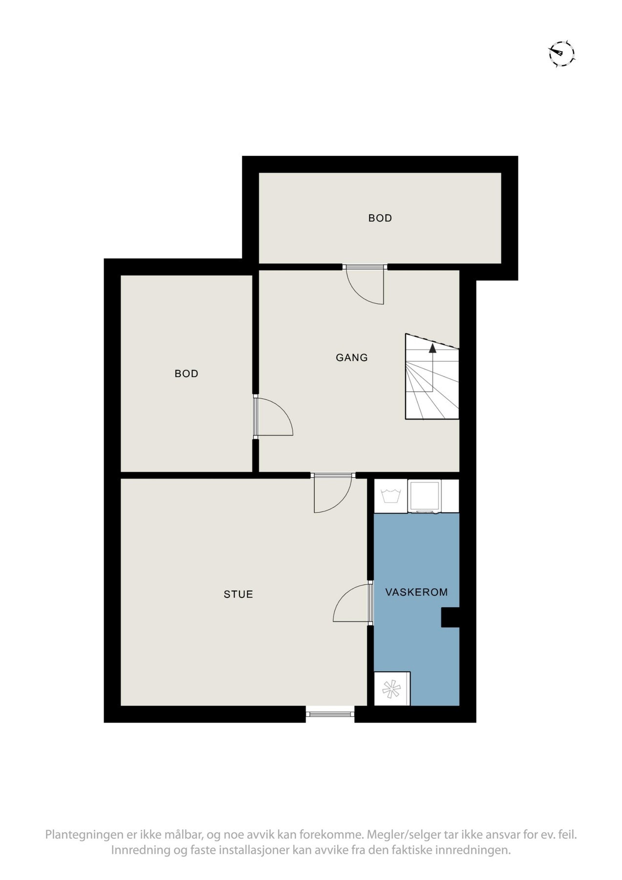 Underetasjen er ulovlig innredet med kjellerstue og vaskerom. Dette er ikke i samsvar med godkjente tegninger, og heller ikke omsøkt. Galleribilde