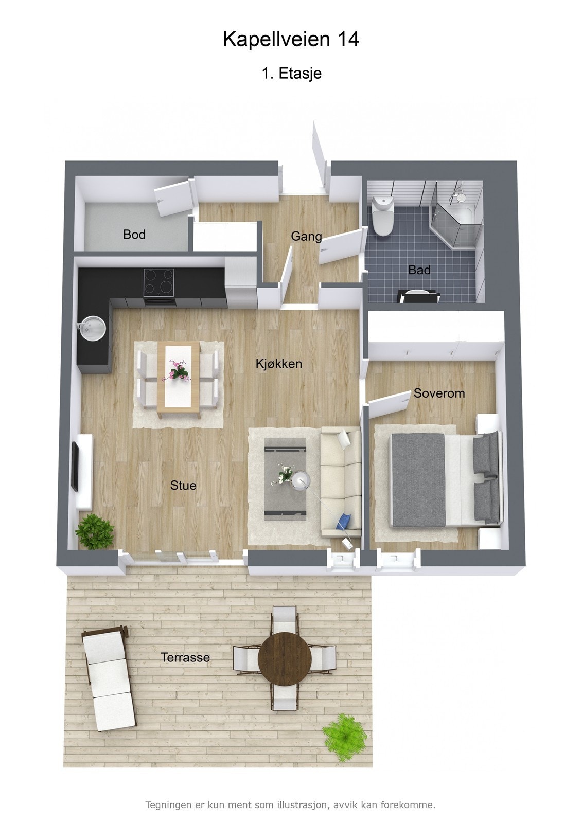 Kapellveien 14 - 3D - 1. Etasje - Letterhead Galleribilde