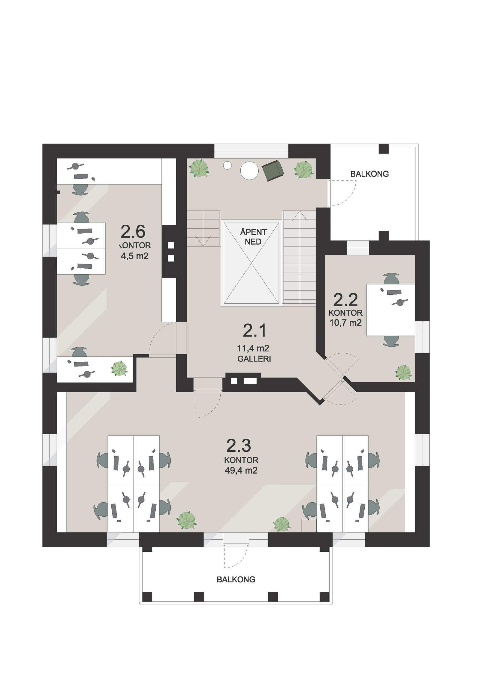 2. etg med innredningsforslag Galleribilde