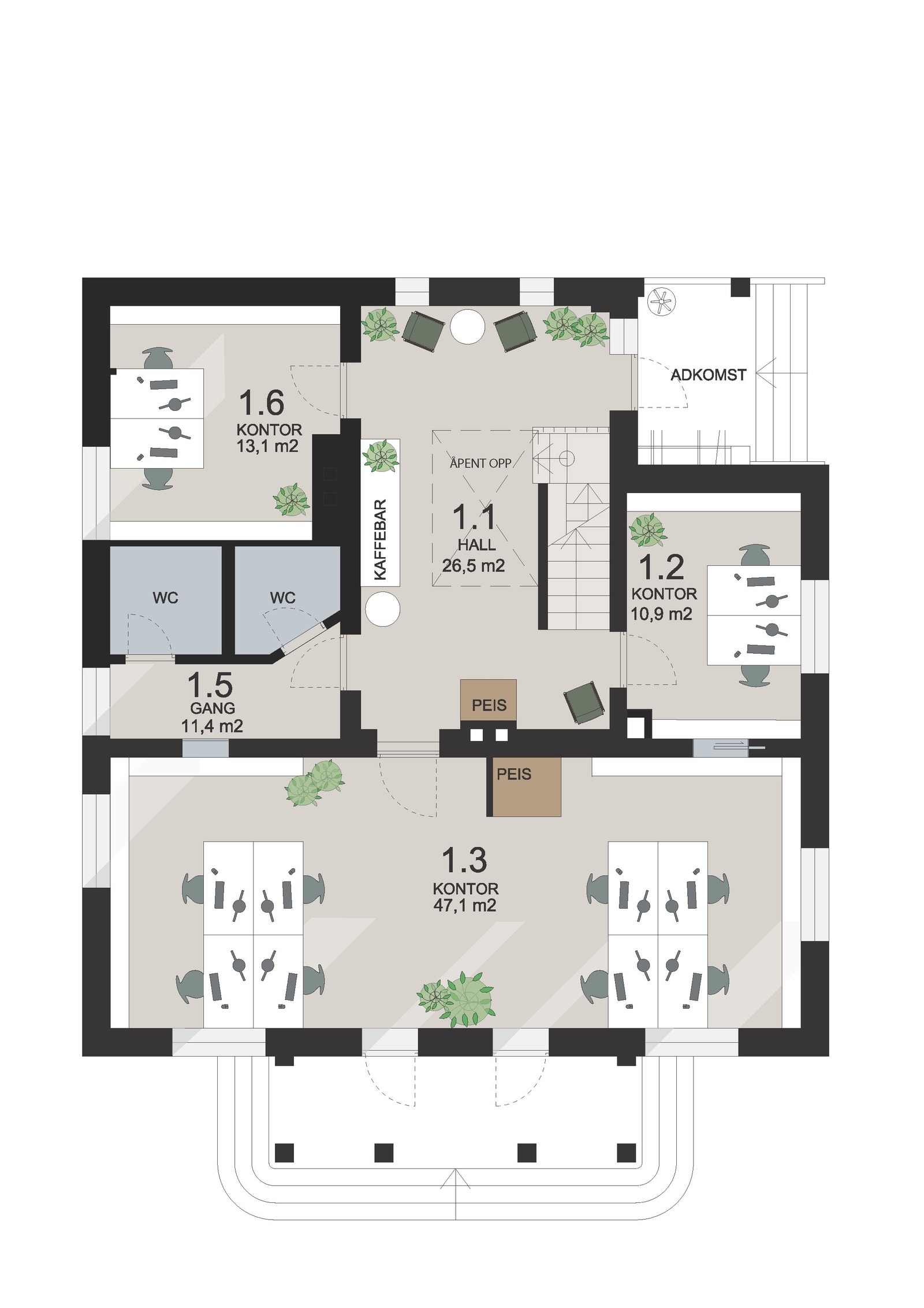 1, etg med innredningsforslag Galleribilde