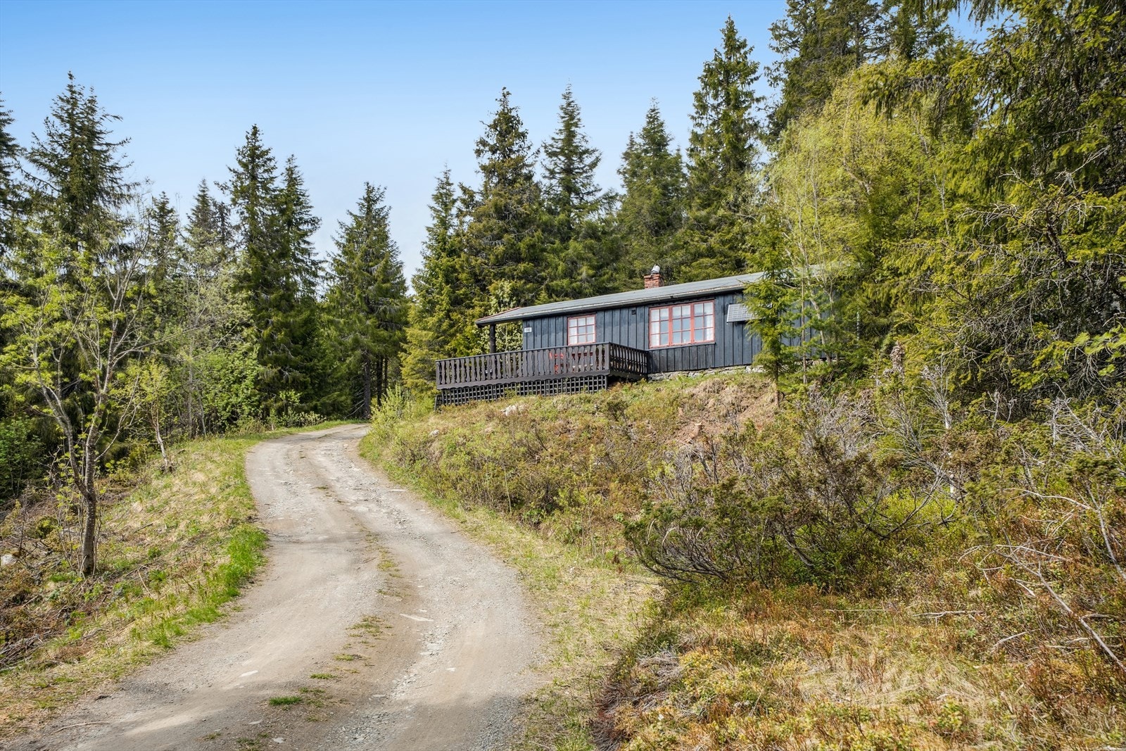 Det er helårsvei helt frem til hytta. Galleribilde