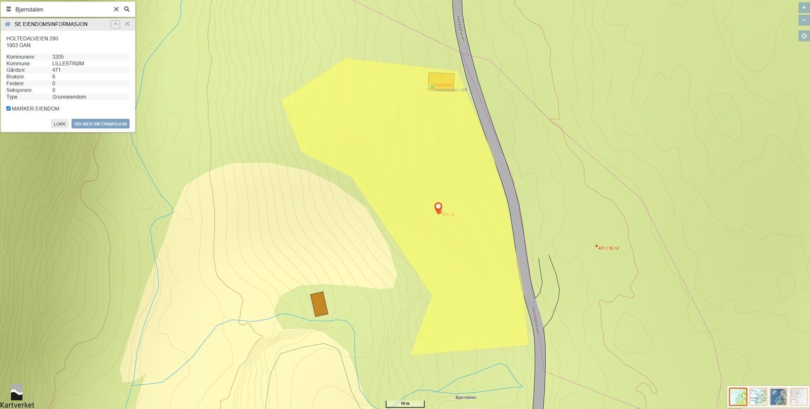 Kart over tomt Galleribilde