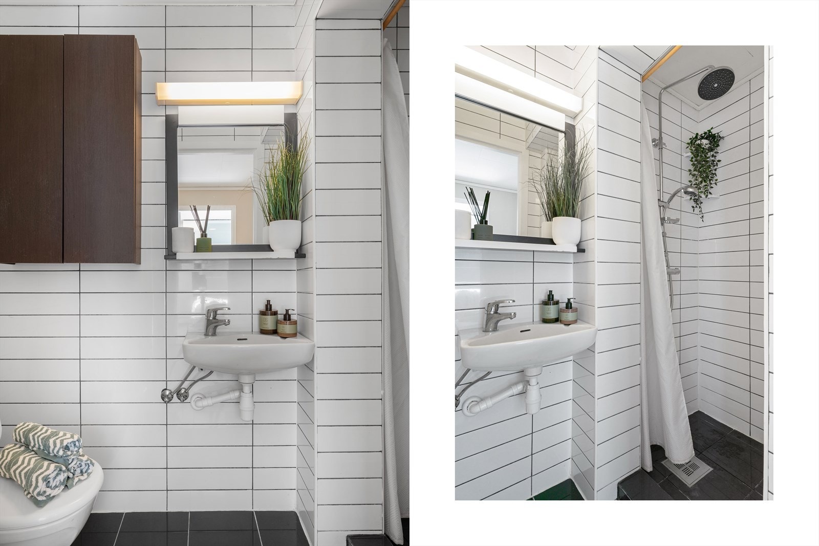 - Badet er innredet med toalett, servant, speil med belysning og dusjhjørne - Galleribilde