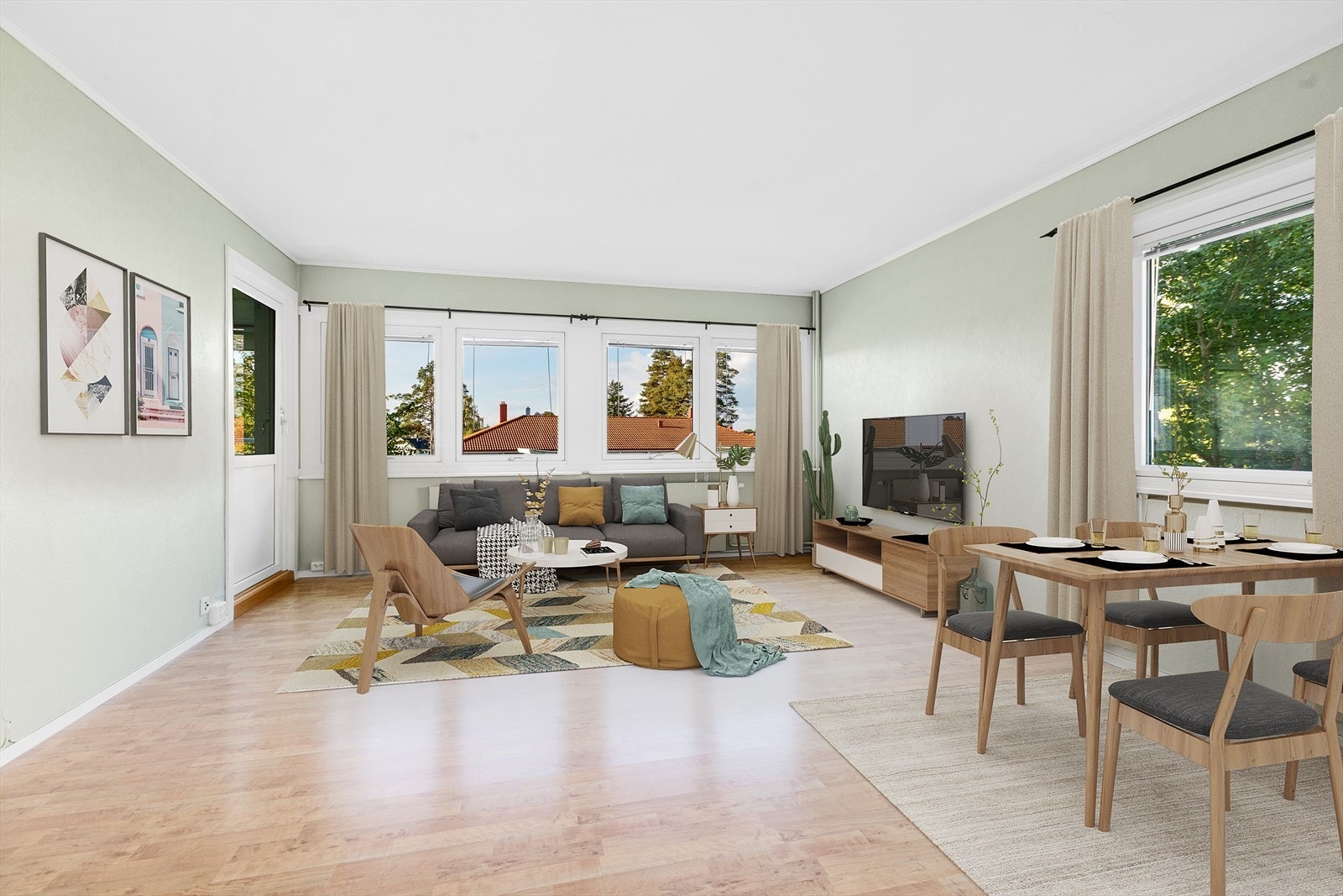 Stue møblert digitalt Galleribilde