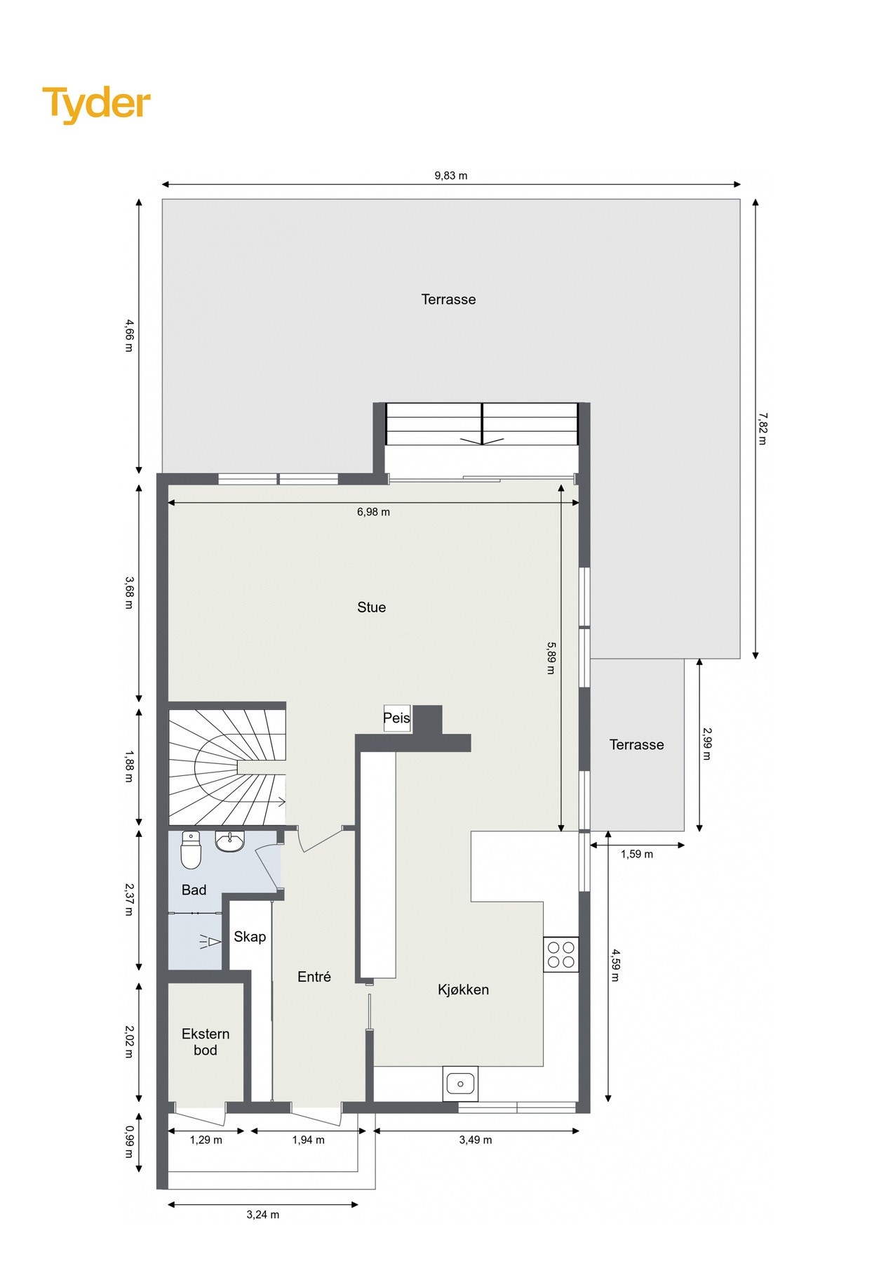 Plantegning 1. etasje Galleribilde