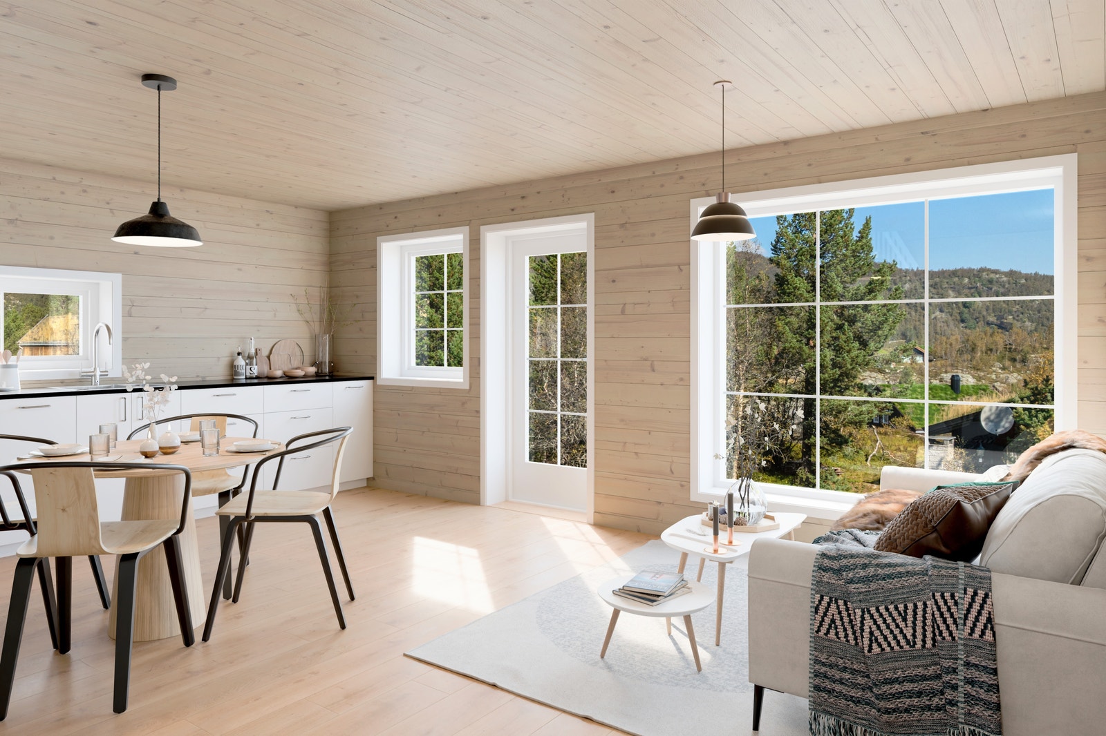 Interiør/innvendig - 3D illustrasjon prosjekterte hytter tomt 31-33 Botn Aust Vågsli Galleribilde