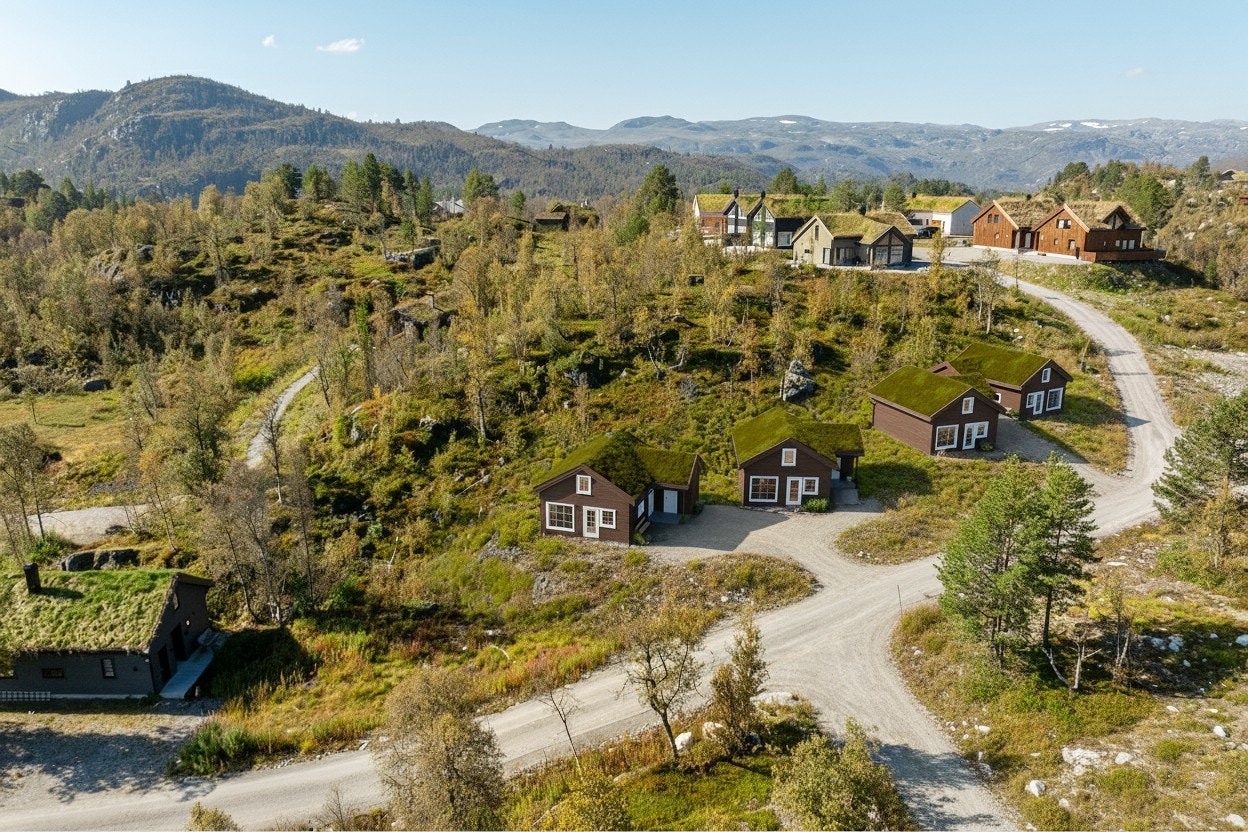 Fasade - 3D illustrasjon prosjekterte hytter tomt 31-33 Botn Aust Vågsli Galleribilde