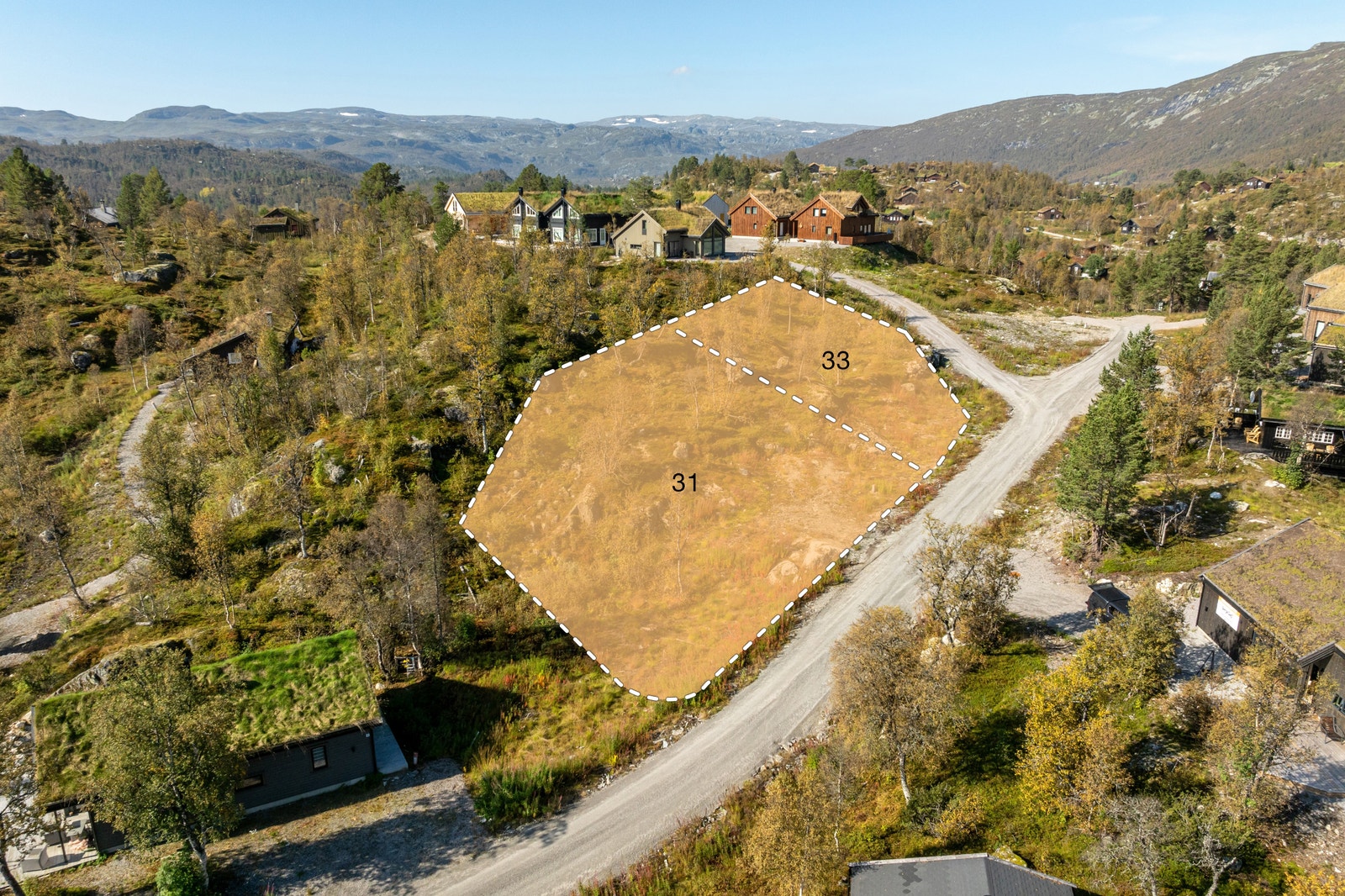 Tomt 31 og 33 markert på bilde Galleribilde