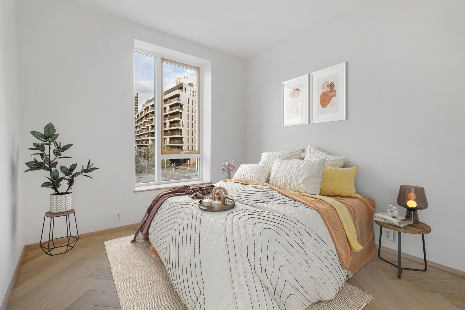 Hovedsoverommet har god plass til dobbeltseng og ligger vendt mot kanalen. (Digitalt stylet). Galleribilde