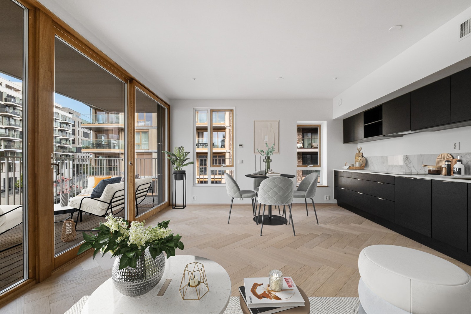 Den åpne løsningen gir gode møbleringsmuligheter. (Bildet er digitalt stylet). Galleribilde