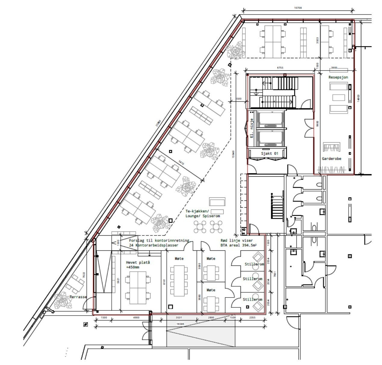 Forslag til planløsning for 4.etg Galleribilde